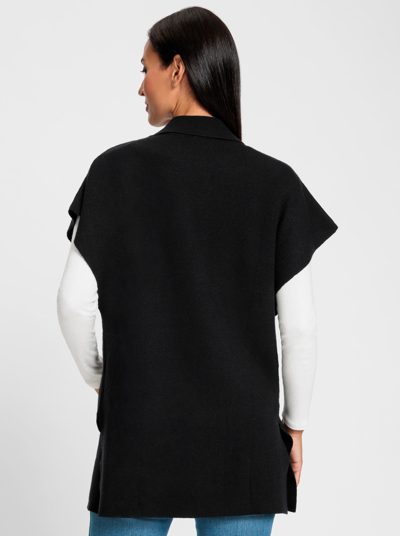 heine Lange bodywarmer in kimonomodel - zwart