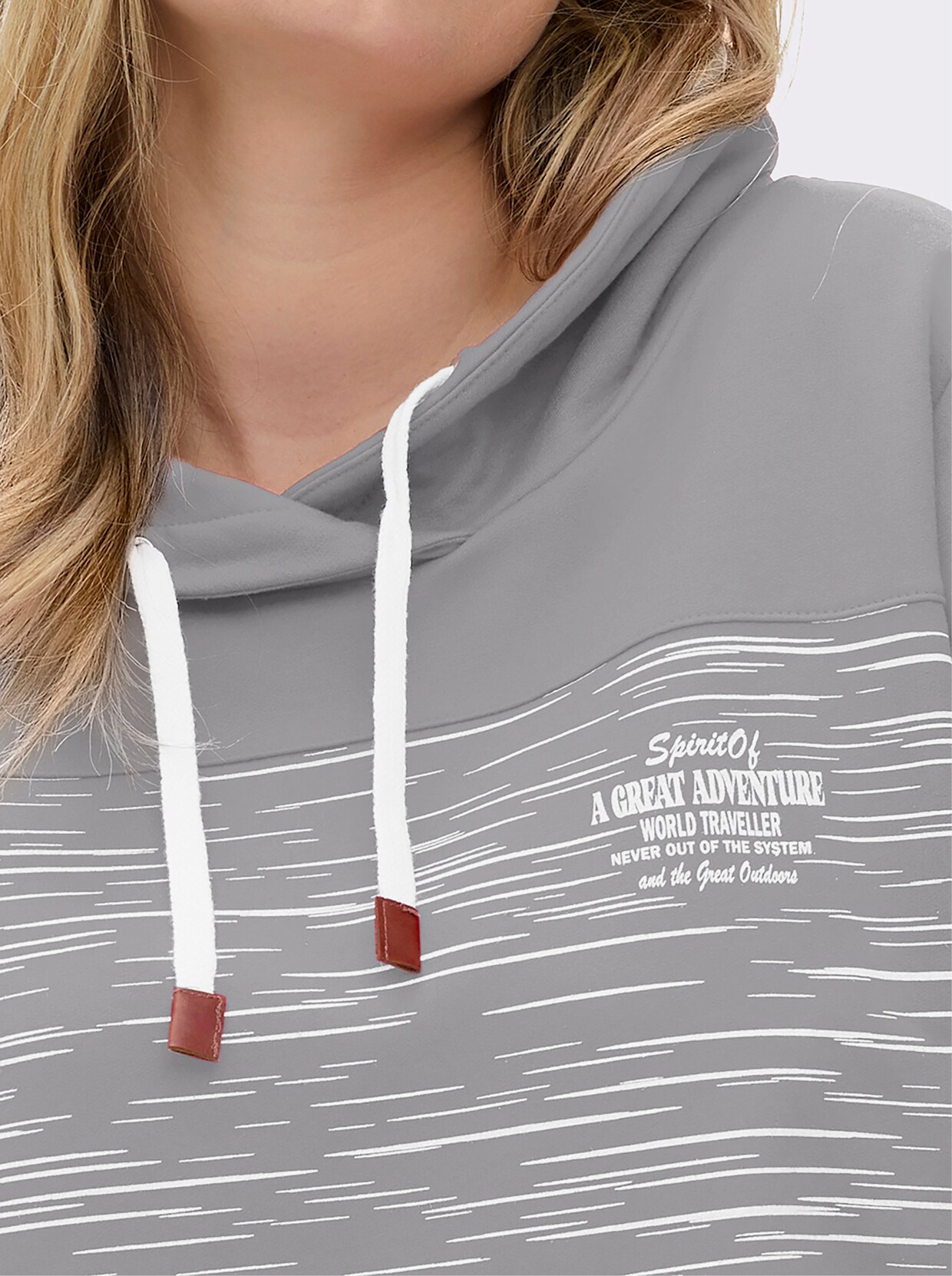 Sweatshirt aus innen angerautem Baumwoll-Mix - steingrau-bedruckt