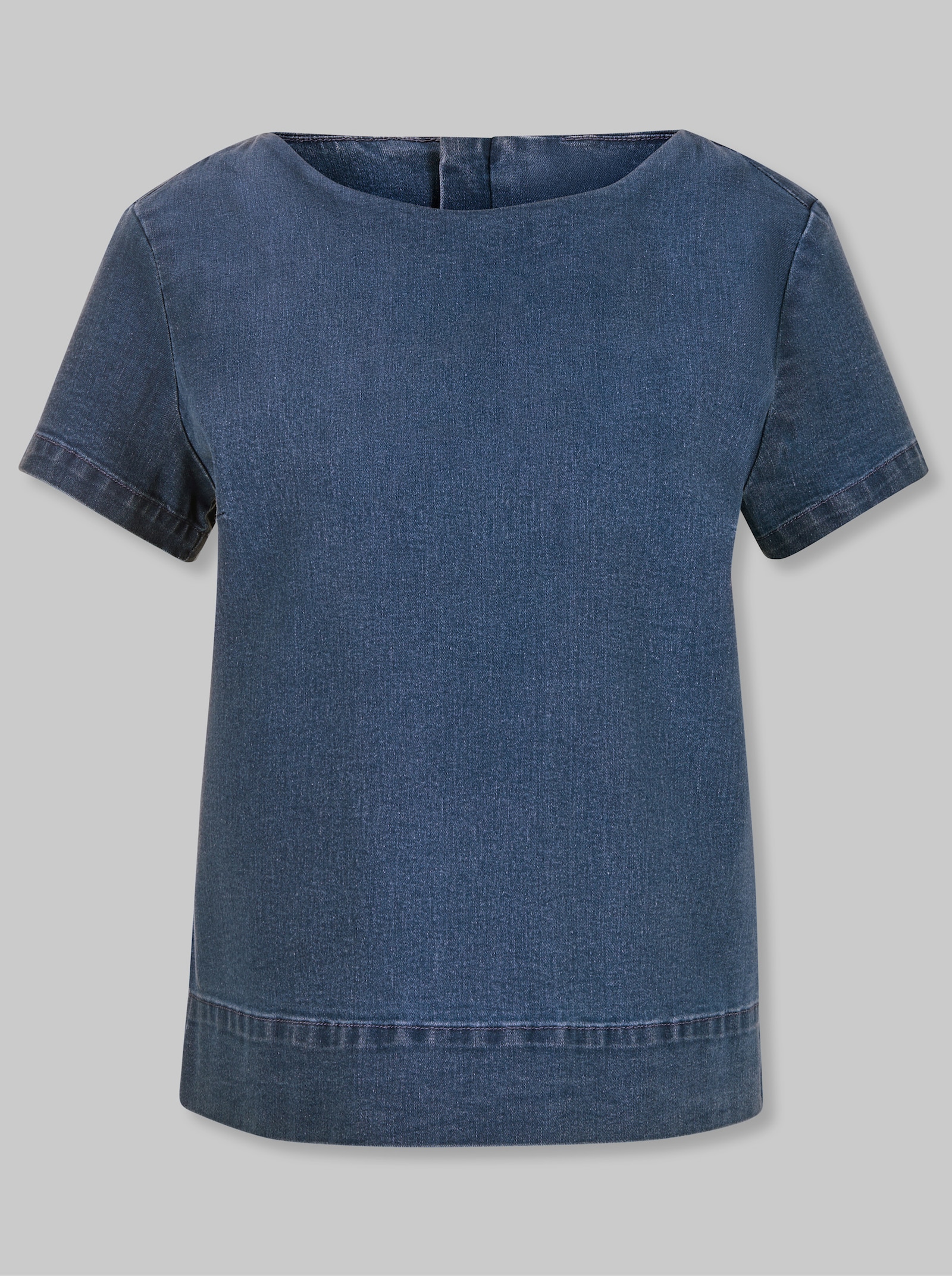 heine Kurzarm-Bluse mit Seitenschlitzen - blue-bleached