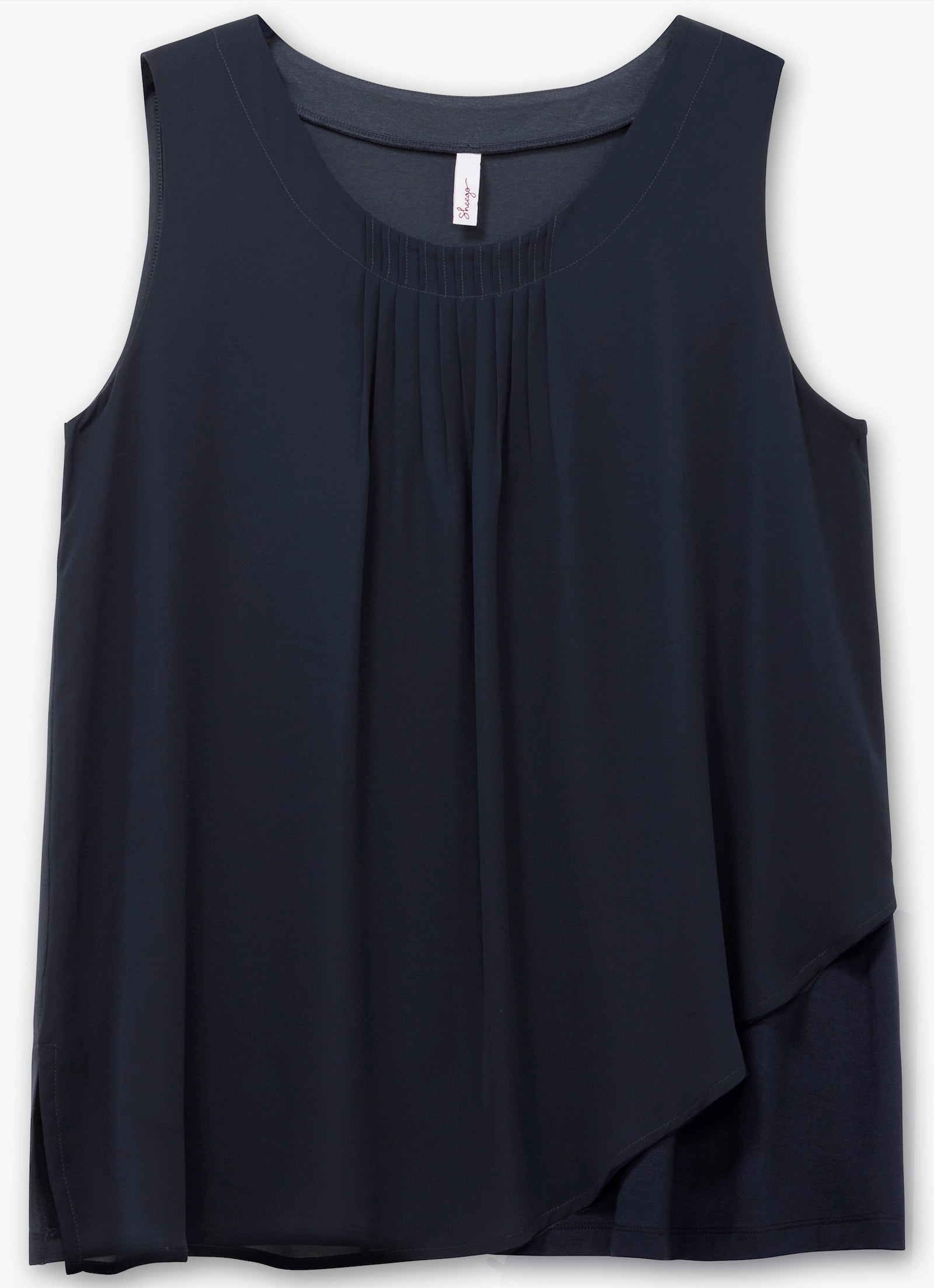 sheego 2-in-1-Top aus Chiffon und Jersey - tiefblau