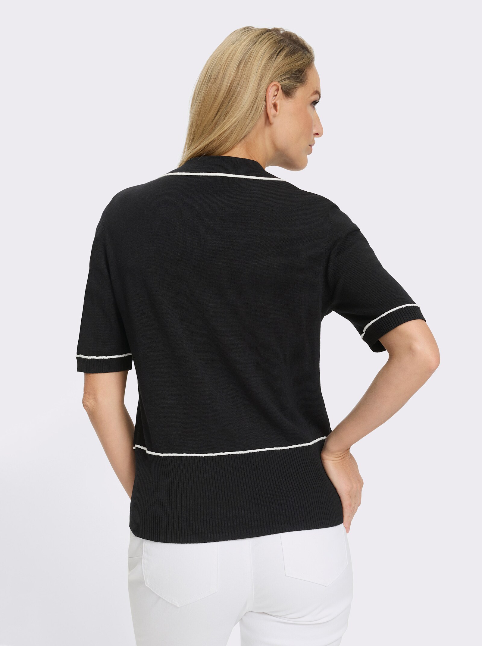 heine Polopullover met sierknopen - zwart