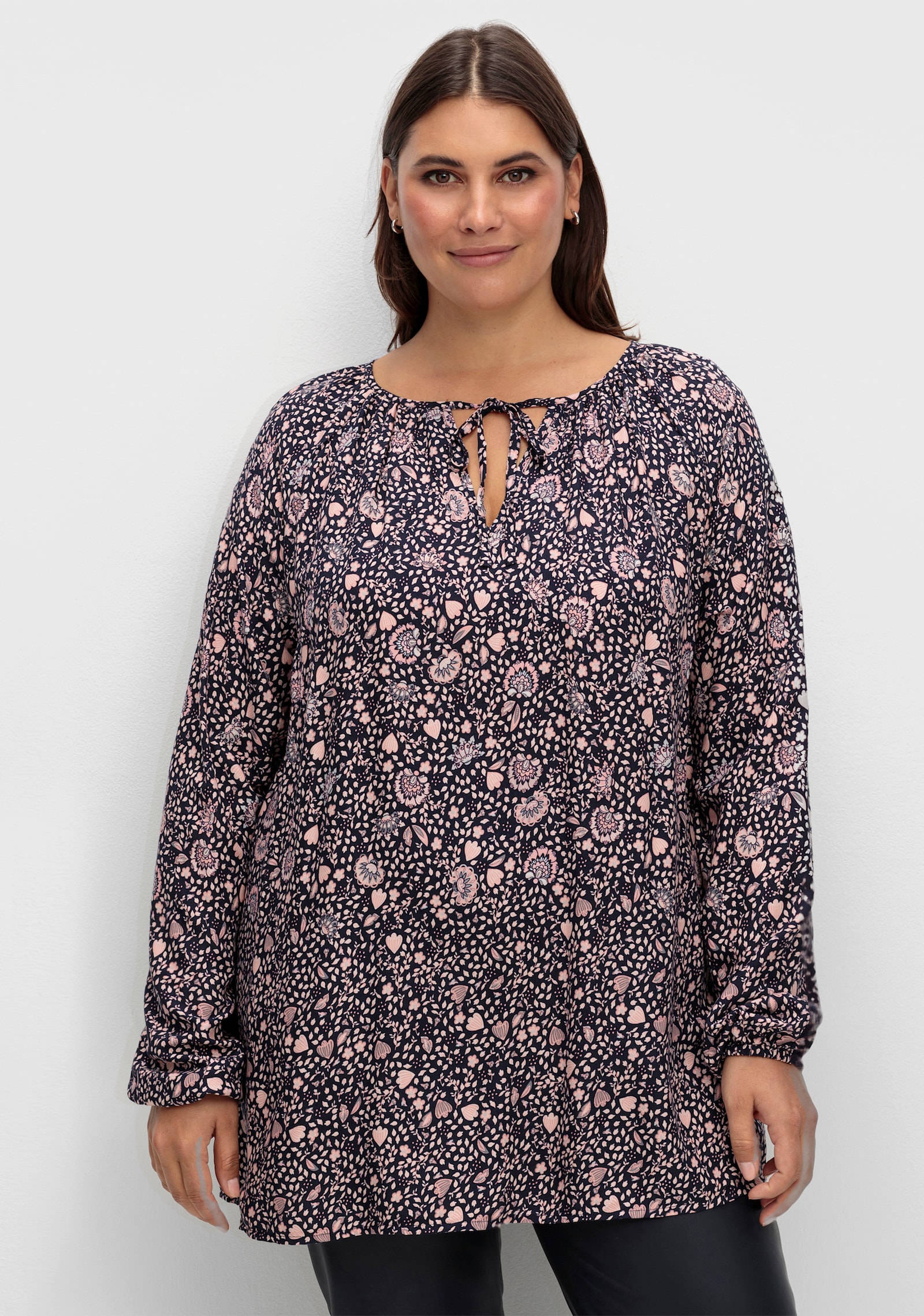 Tunika im floralen Verlaufsmuster - marine-rosenholz-bedruckt