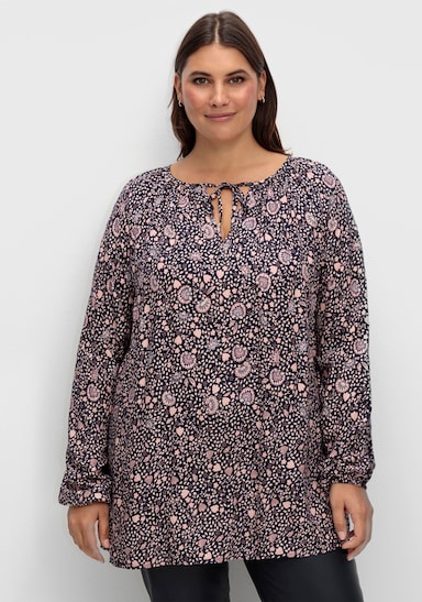 Tunika im floralen Verlaufsmuster - marine-rosenholz-bedruckt