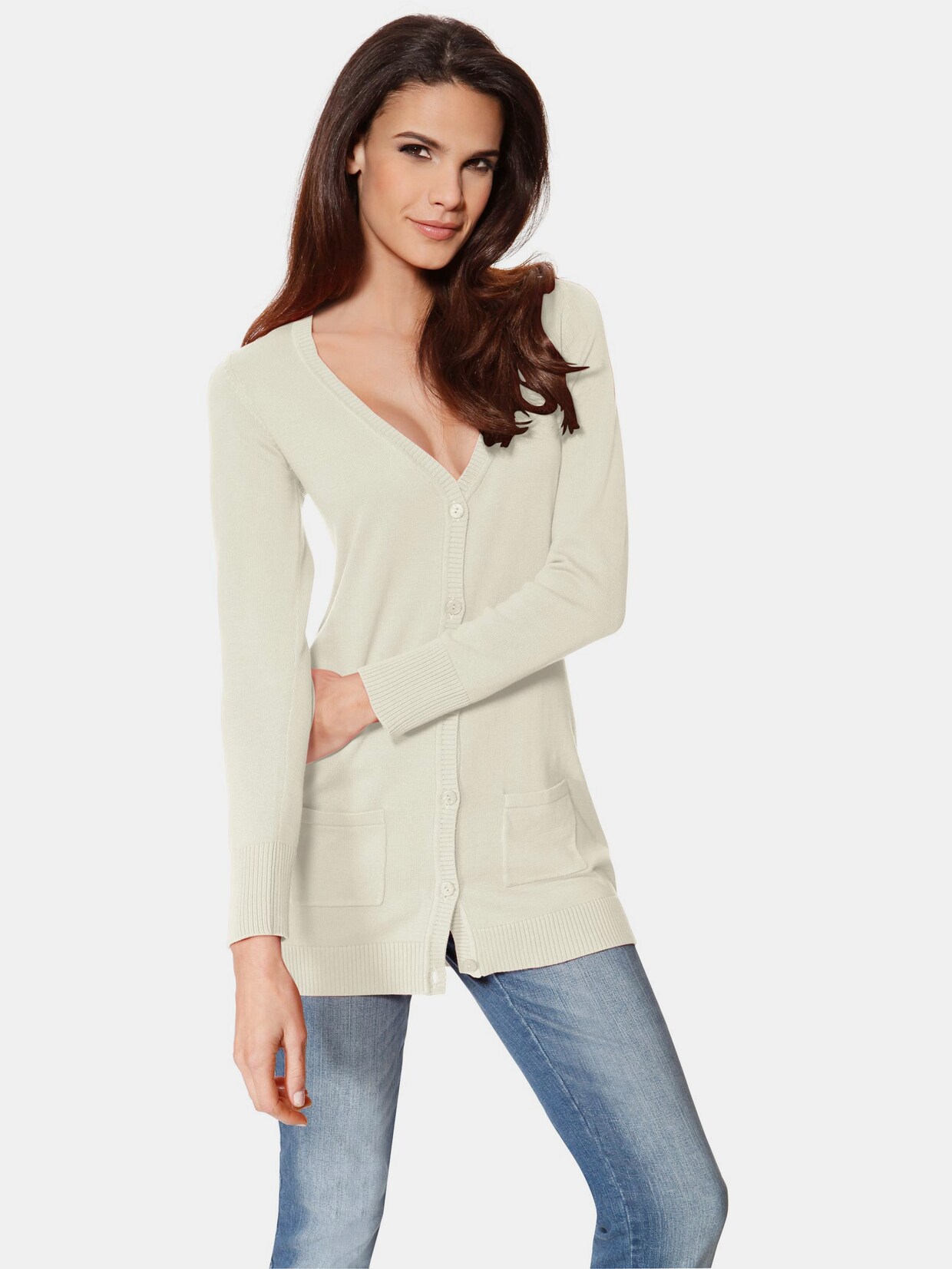 Linea Tesini Feinstrickjacke - offwhite