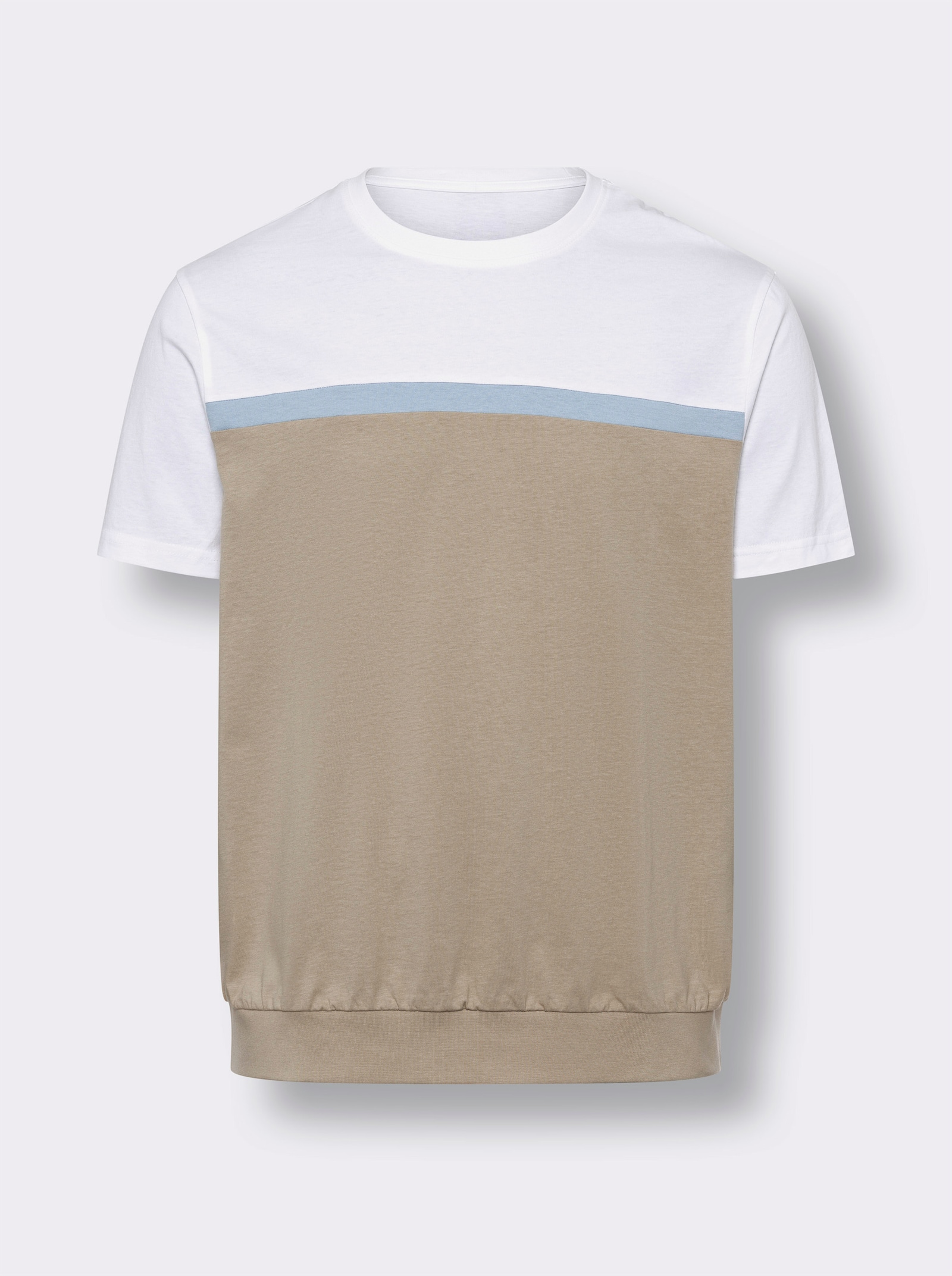 Rundhals-Shirt - weiss-bleu-beige