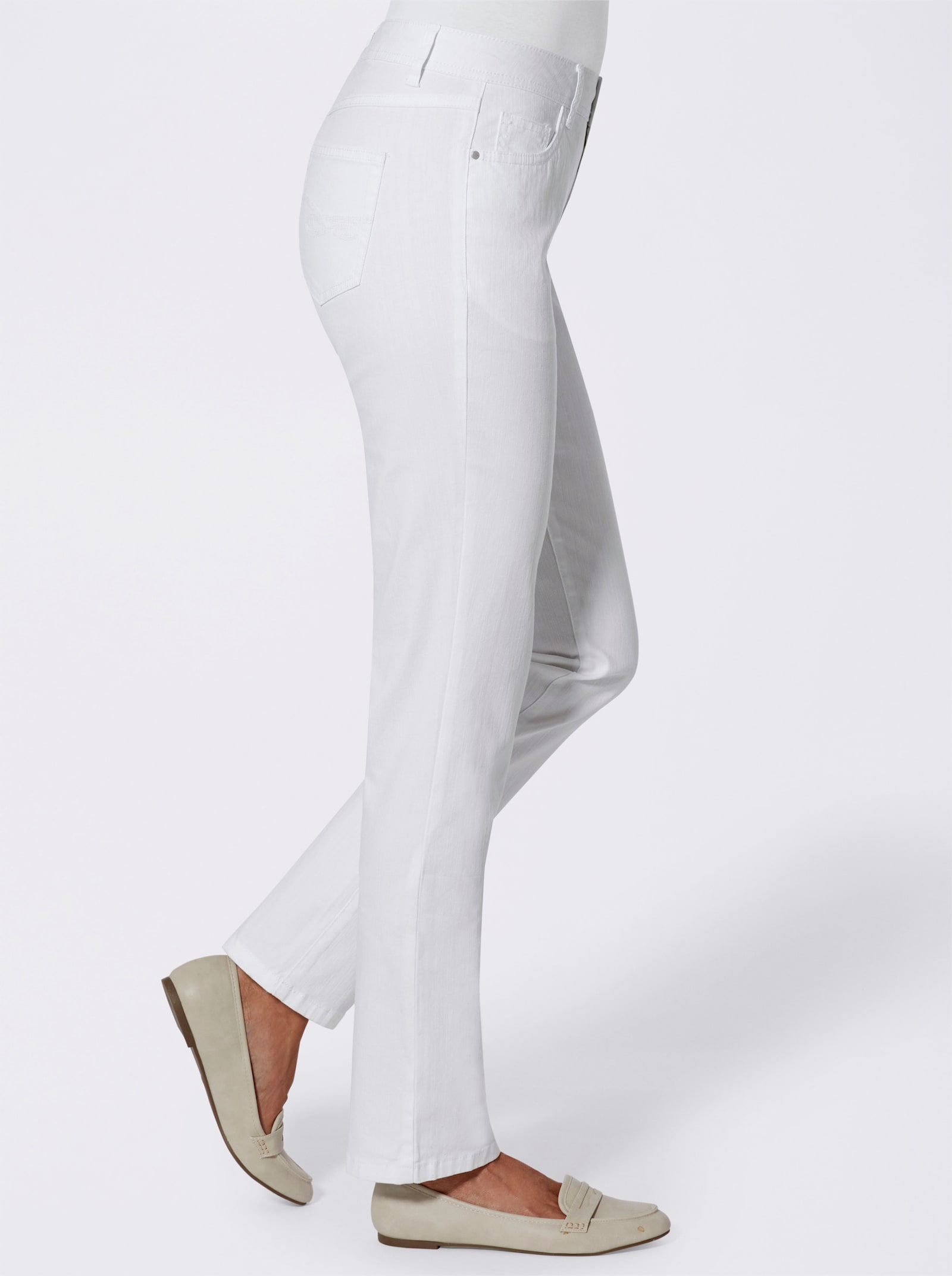 Jeans met geborduurde achterzakken - wit