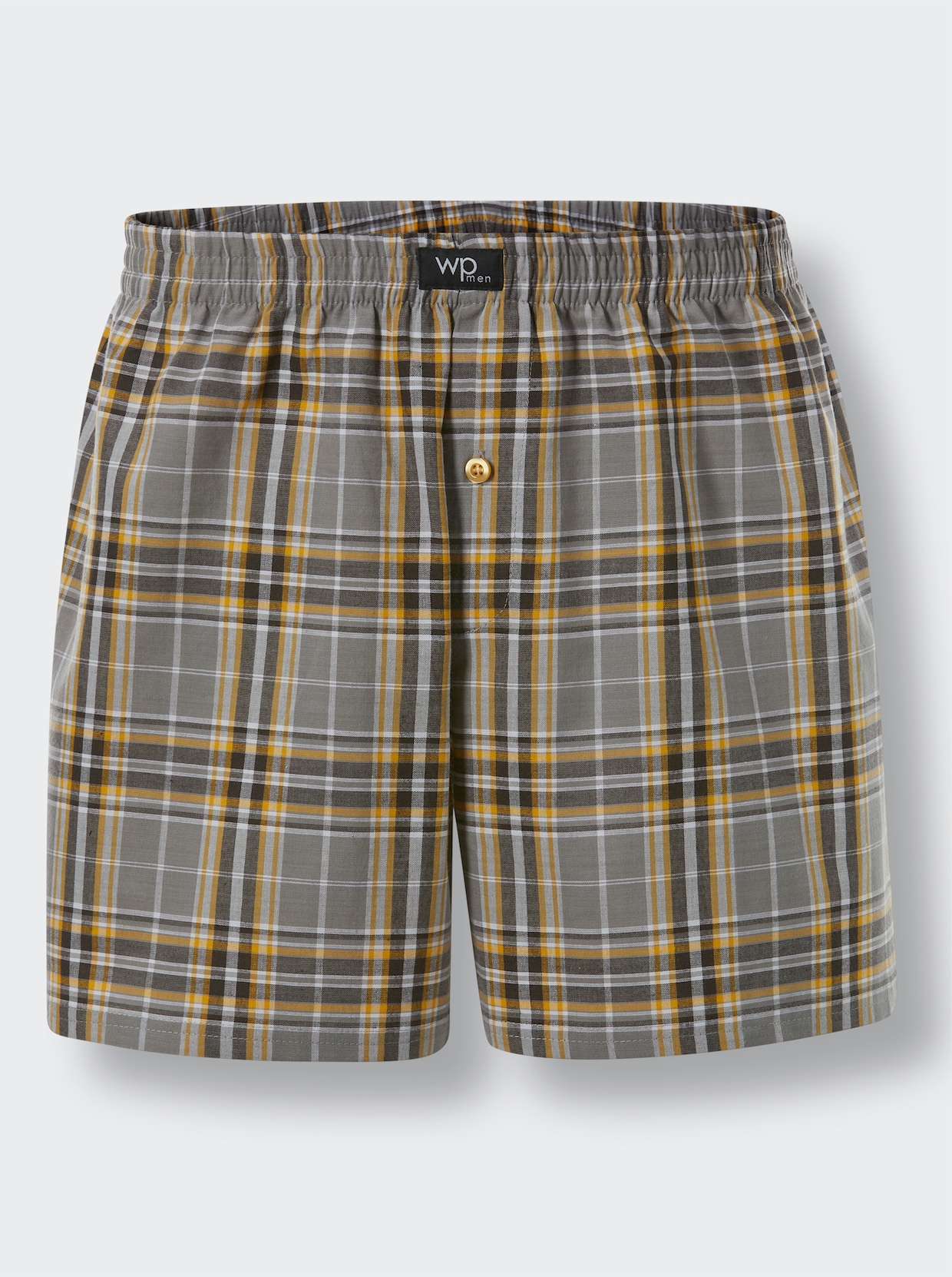 wäschepur men Boxershorts - grau-ocker-kariert