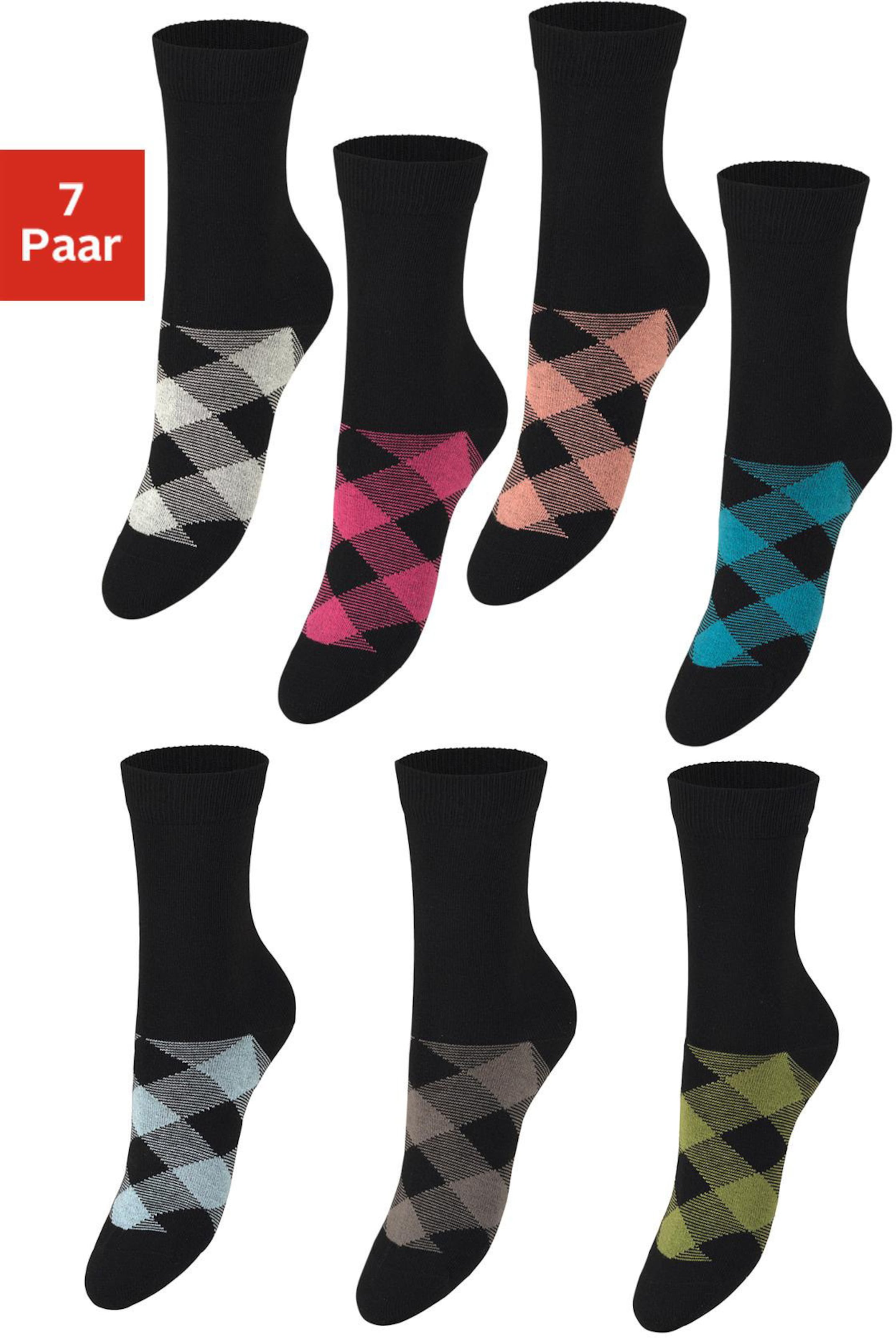 Muster Socken günstig Kaufen-Socken in schwarz-gemustert von H.I.S. Socken in schwarz-gemustert von H.I.S <![CDATA[Mit Rhombenmuster. Aus 75% Baumwolle, 23% Polyamid, 2% Elasthan.]]>. 