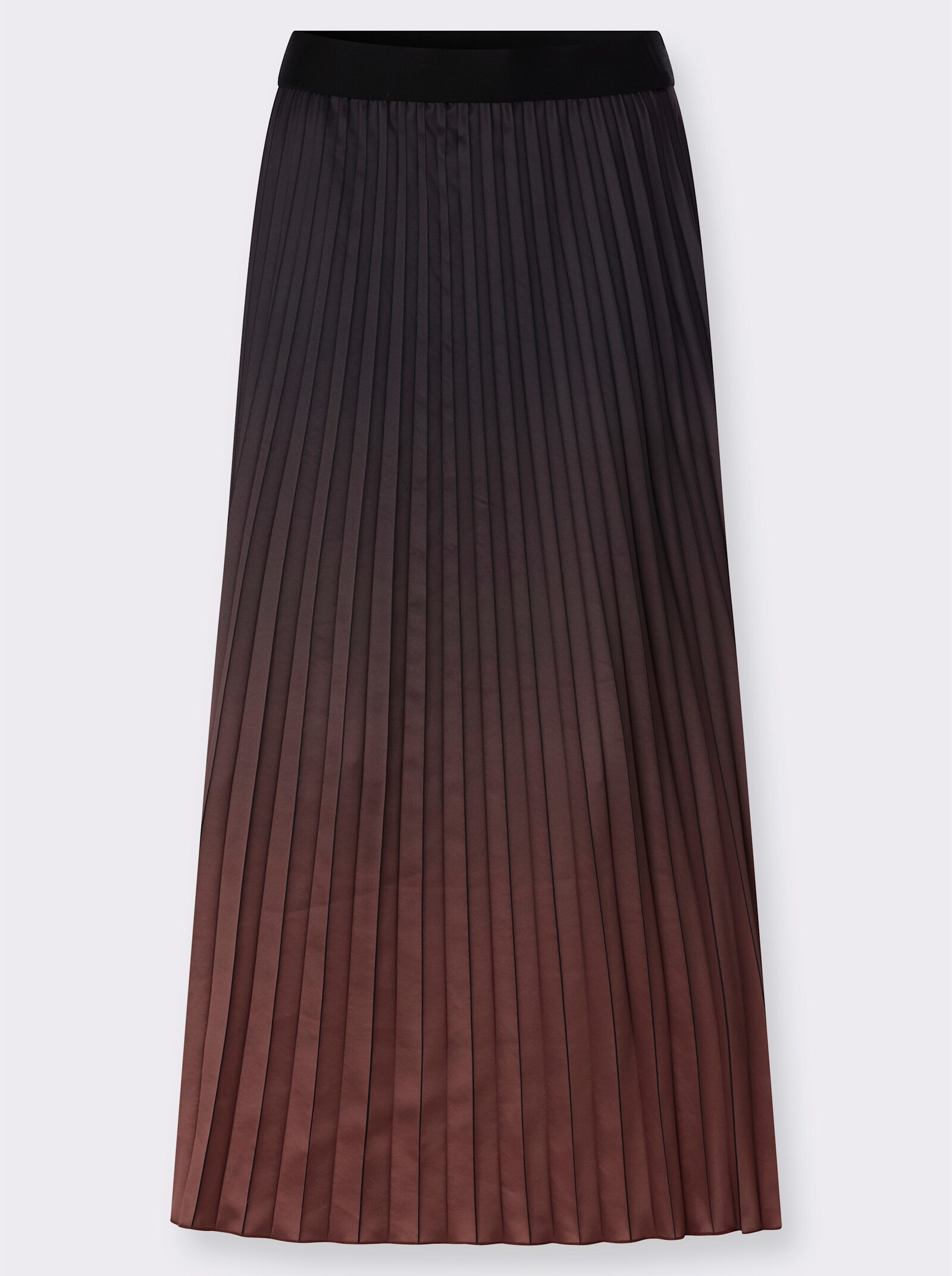 Plisseerock im modischen Farbverlauf - schwarz-rotbraun-bedruckt