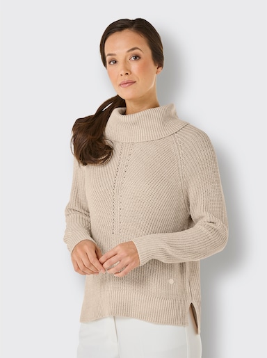 CREATION L PREMIUM Rollkragenpullover mit Raglan-Ärmel - beige-champagner-meliert