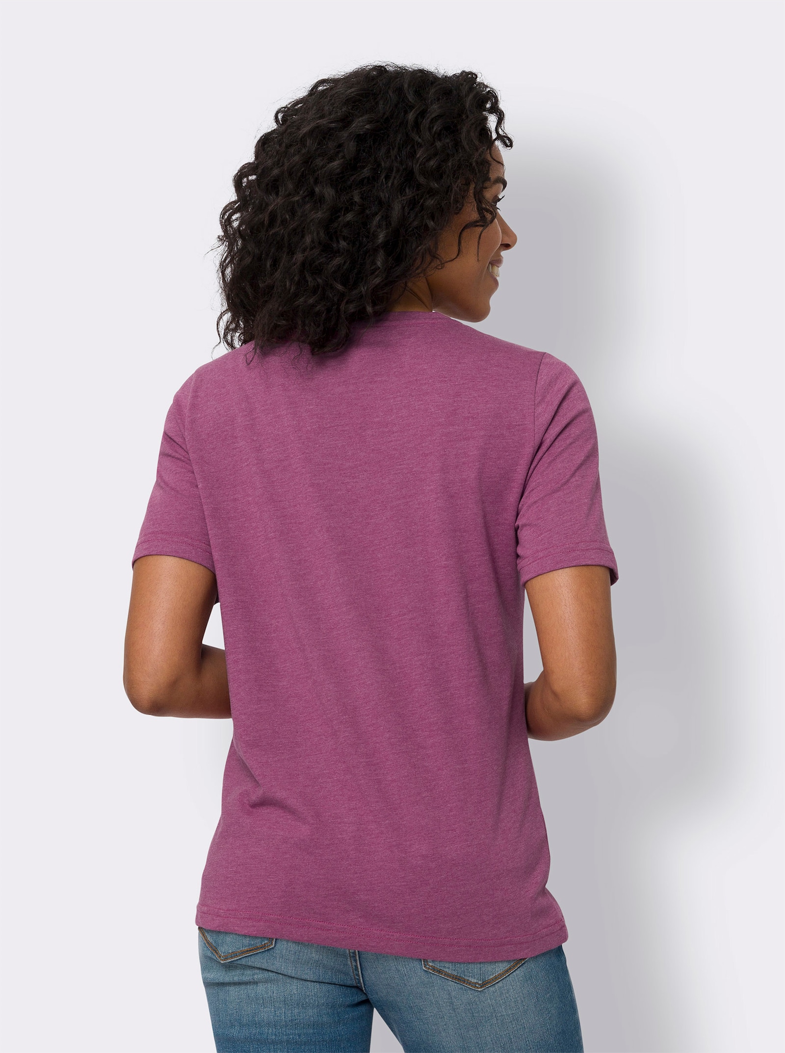 Kurzarmshirt mit Biesen - malve-meliert