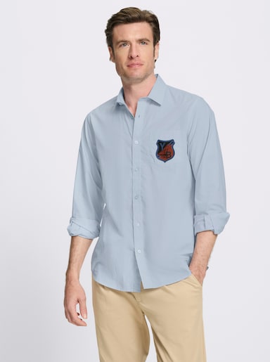 Catamaran Langarmhemd aus reiner Baumwolle, Popeline - hellblau