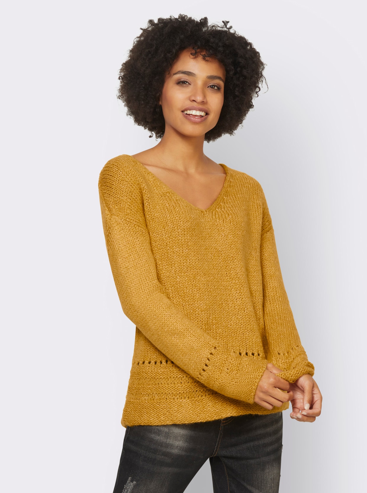 heine V-Ausschnitt-Pullover - ocker