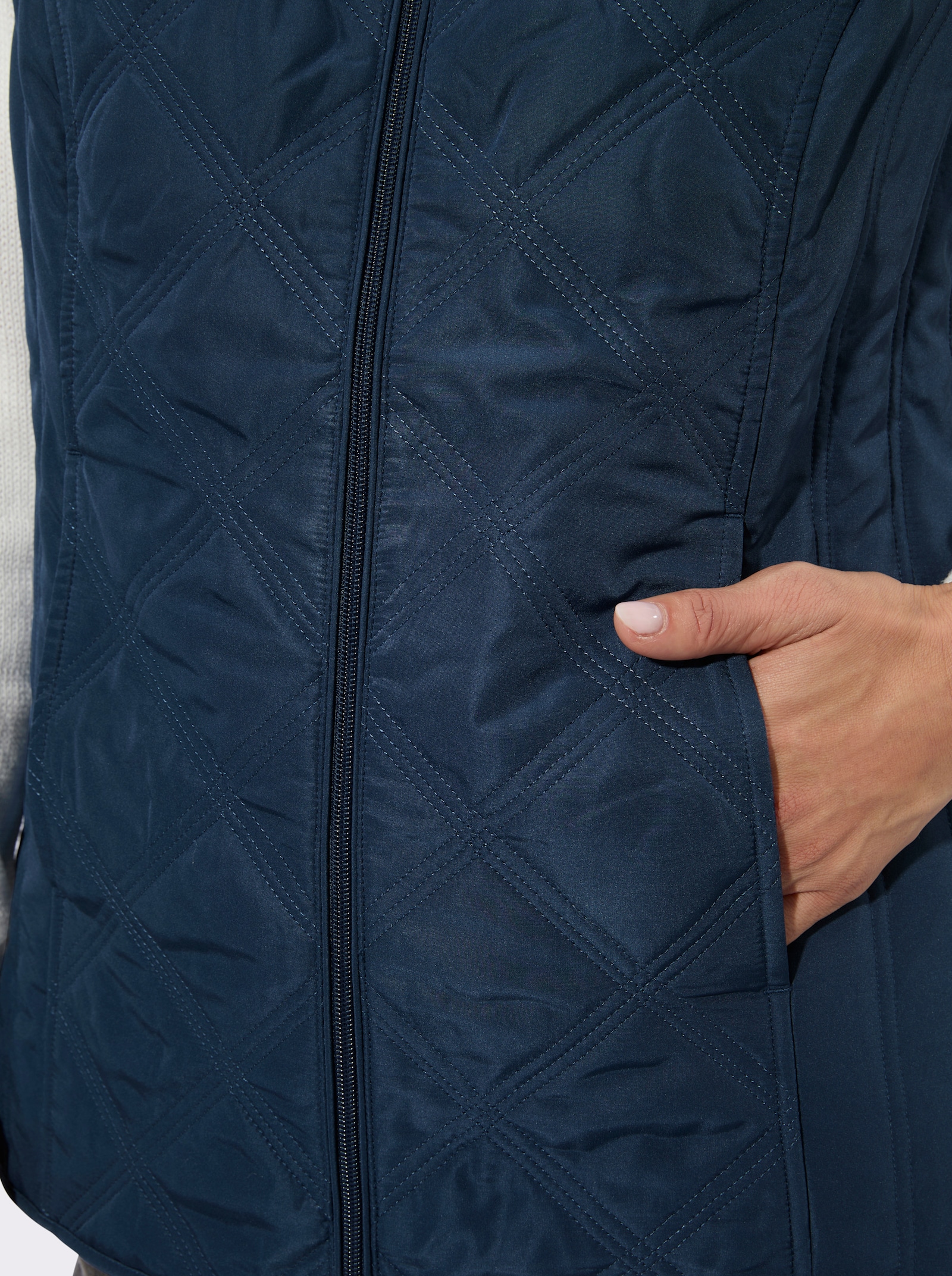 Steppweste mit seitlichen Ziernähten - dunkelblau