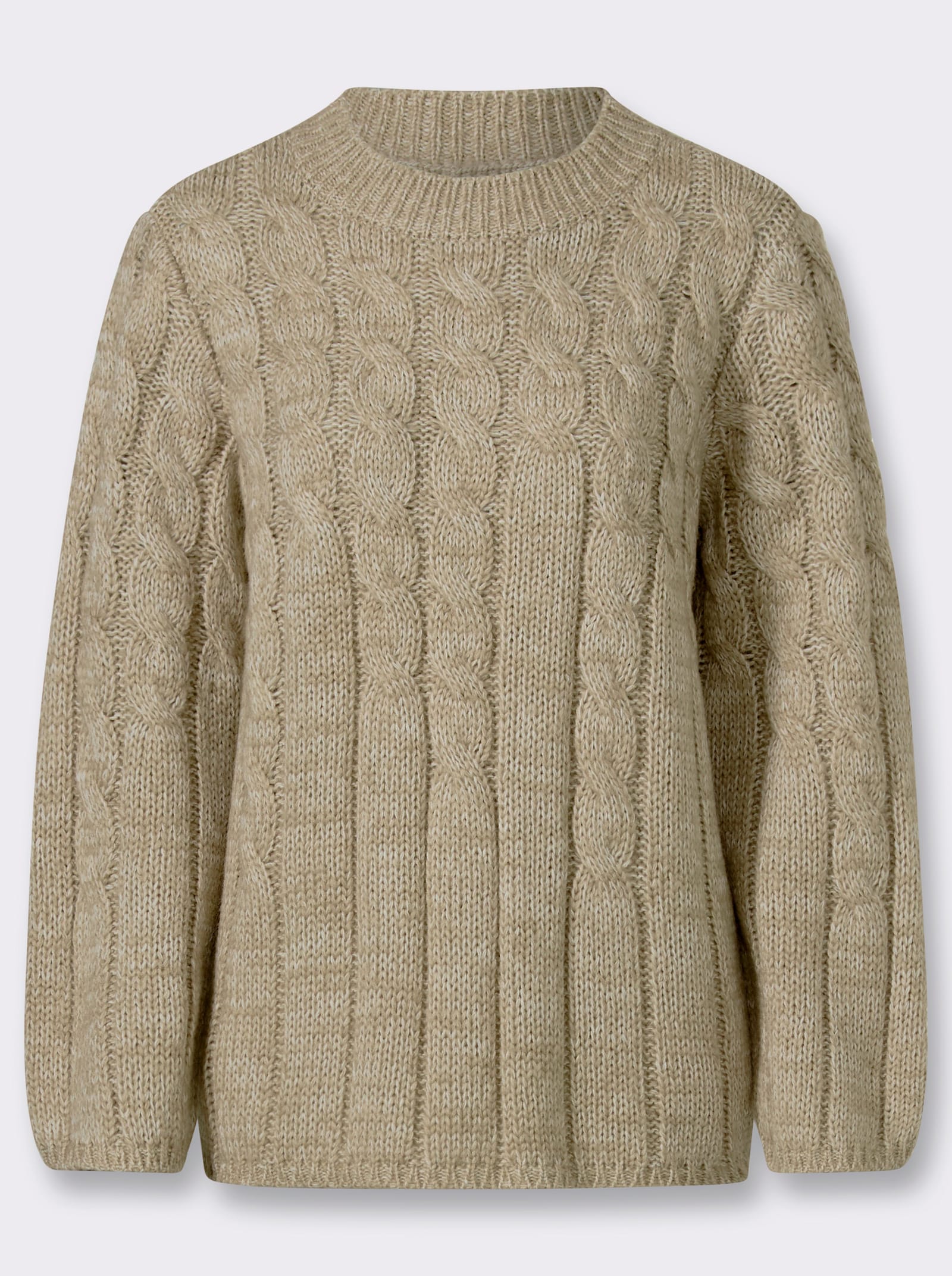 heine Strickpullover mit Zopfmuster - ecru-sesam-meliert