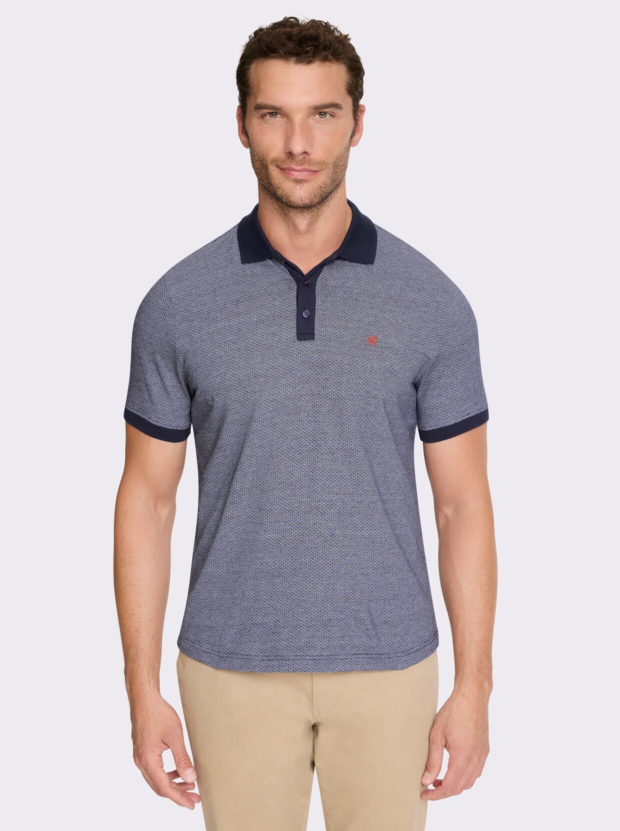 Marco Donati Kurzarmshirt - marine-meliert