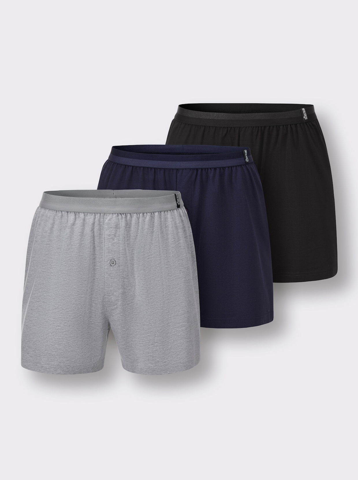 KINGsCLUB Boxershorts - schwarz + grau-meliert + marine