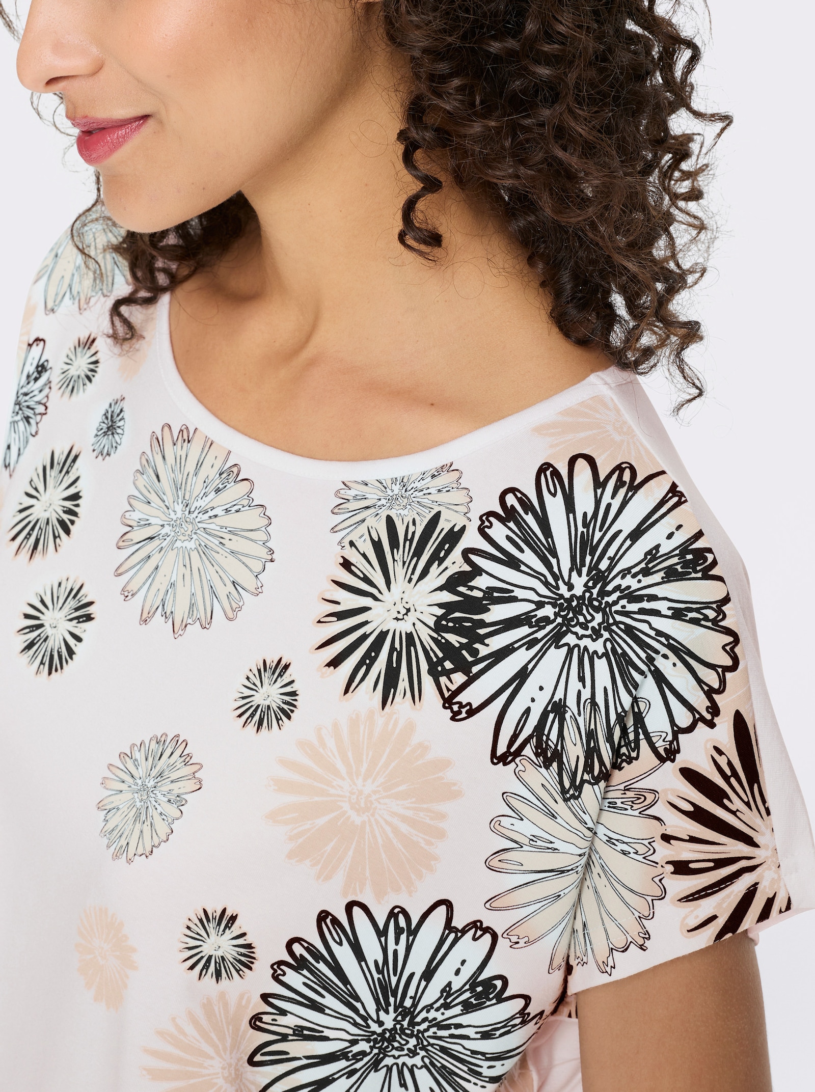 heine Kurzarmshirt mit Blumen-Print - weiß