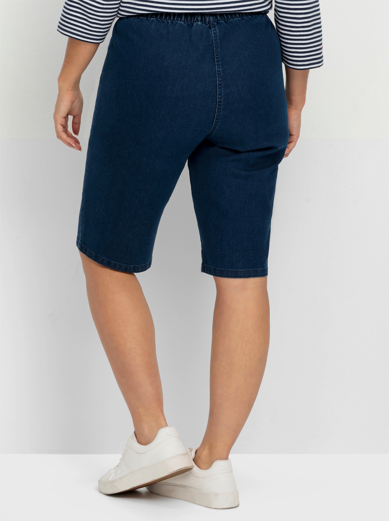 sheego Jeansbermuda - blue denim + dark blue denim
