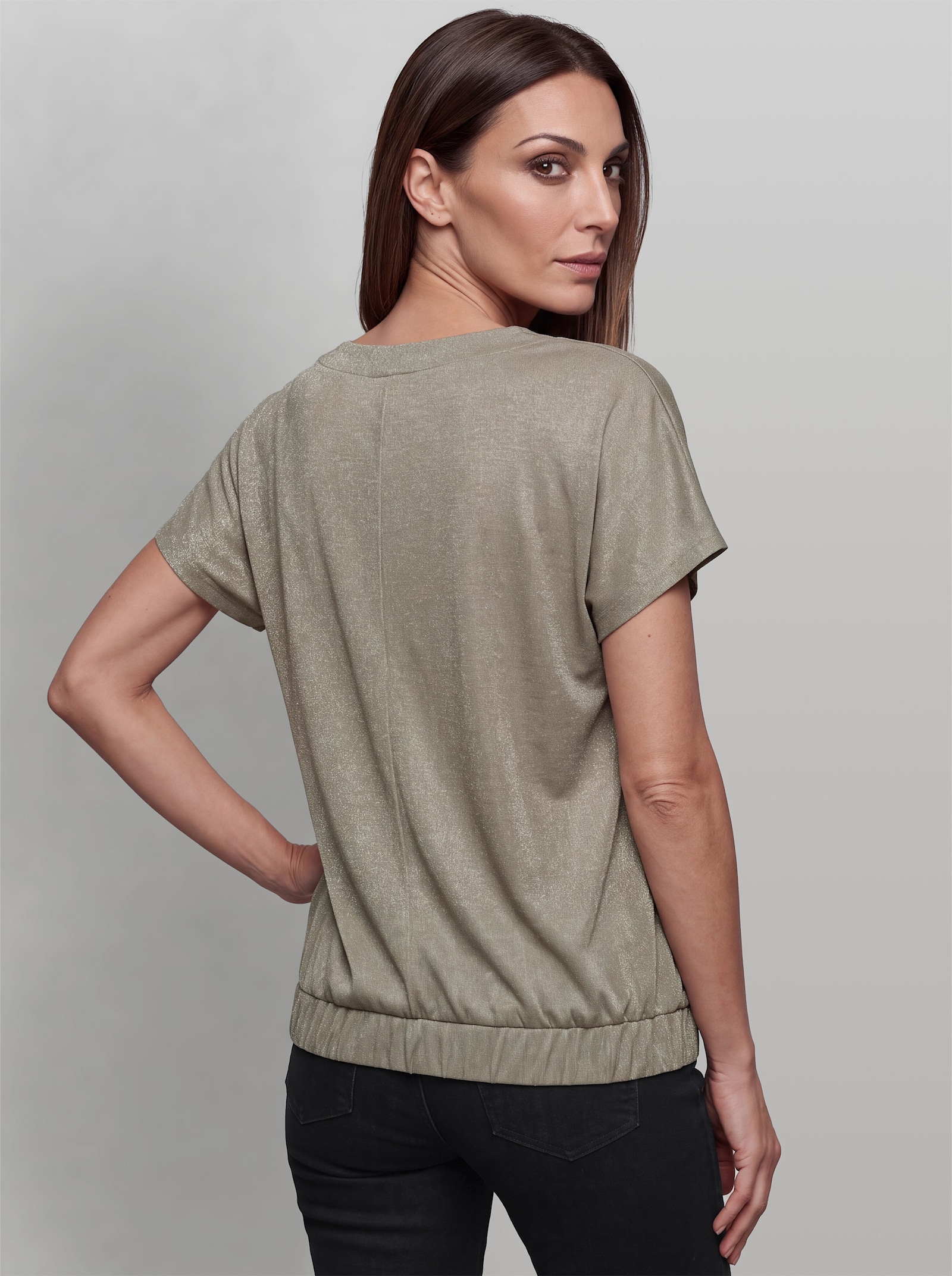 heine Fledermausshirt mit Glanzgarn - schlamm