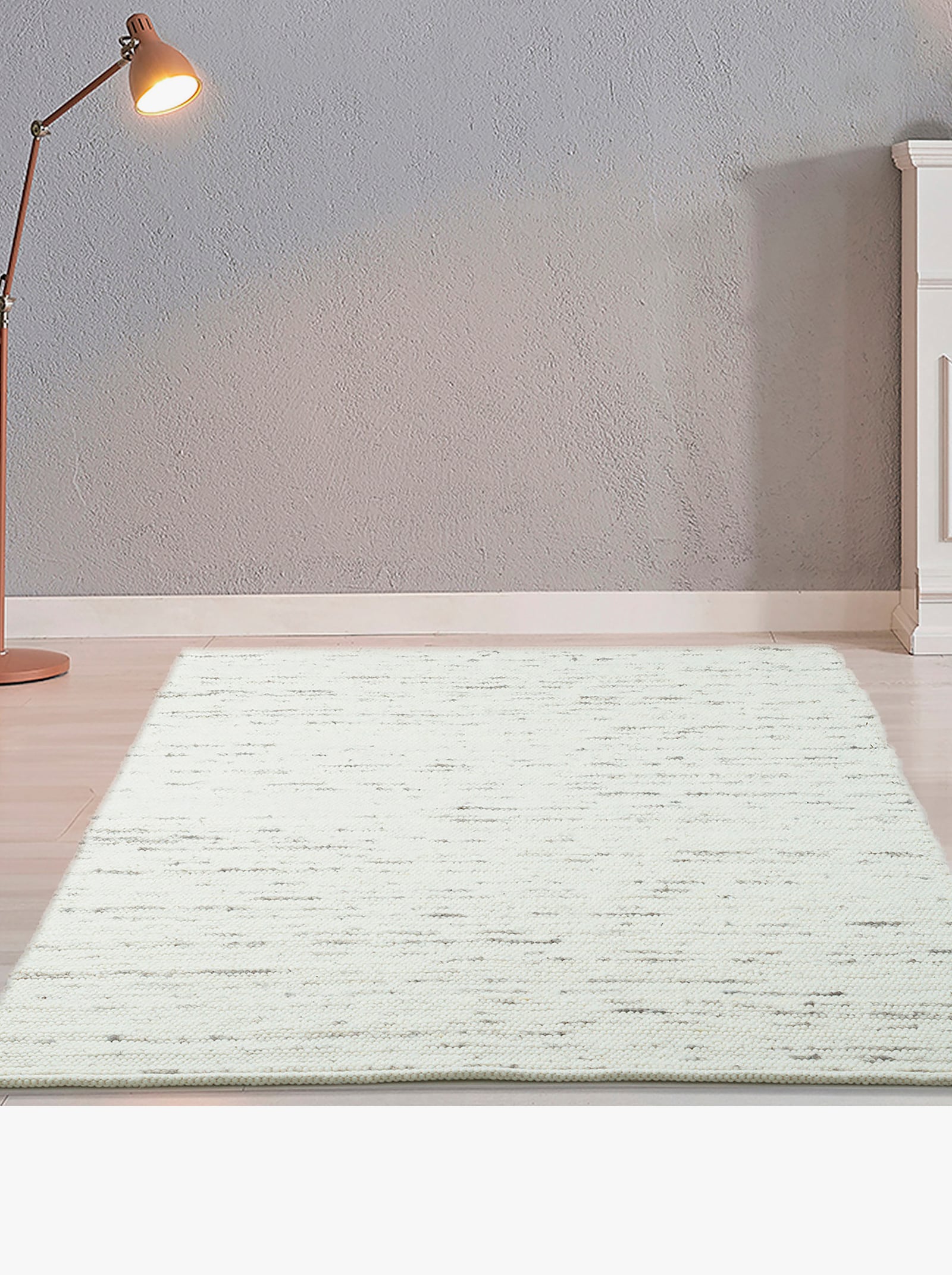 Theko Handwebteppich - ecru-grau-meliert