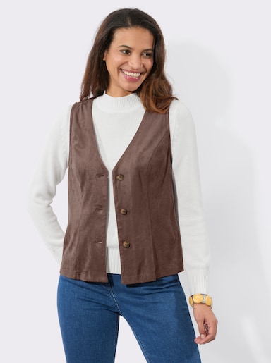 Lederimitatweste mit V-Ausschnitt - schoko