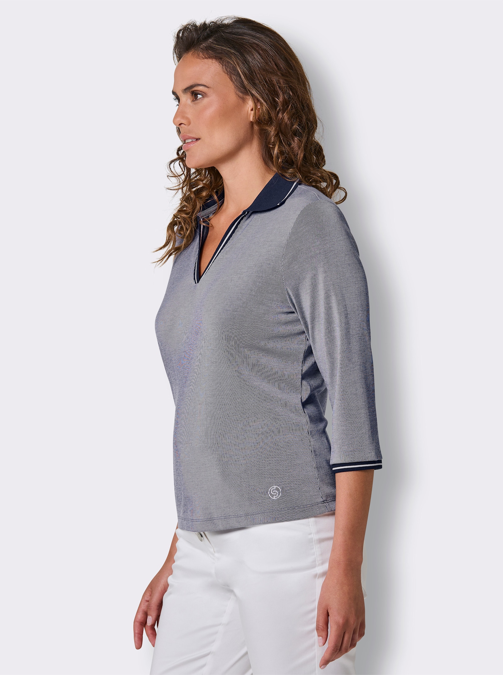 CREATION L PREMIUM Poloshirt mit Kontrastdetails - marine