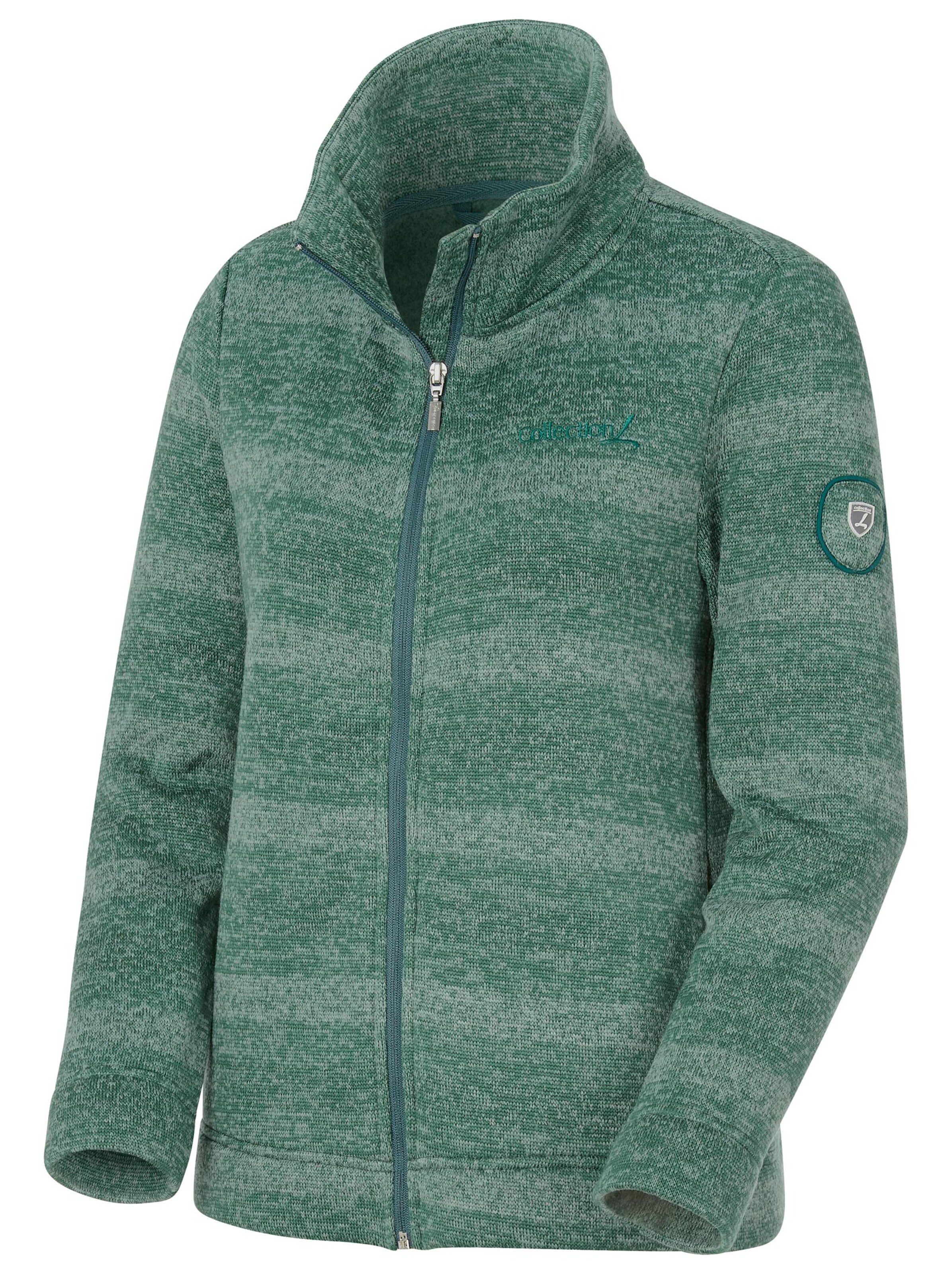 Collection L Fleece-Jacke - grün-meliert