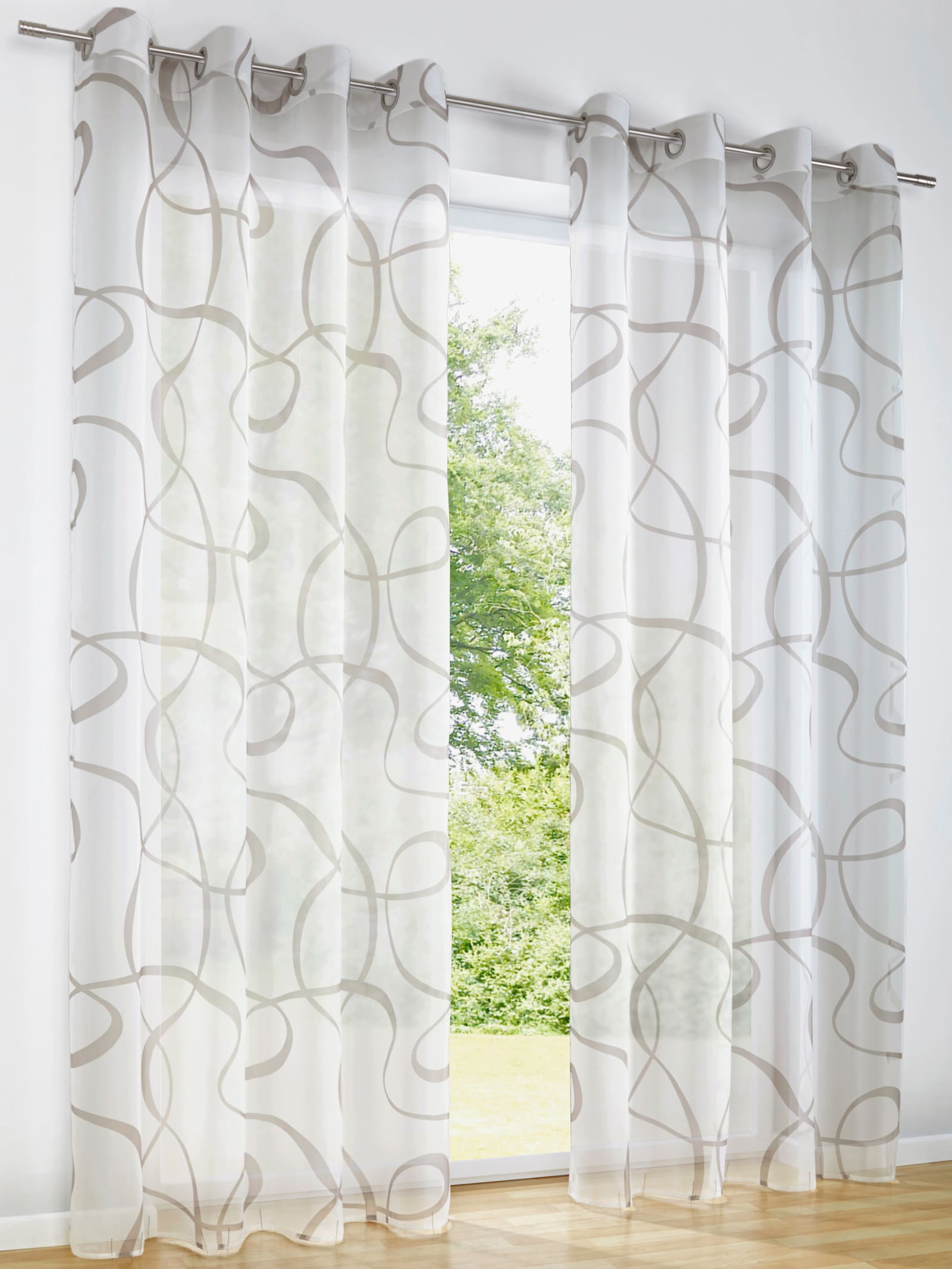 heine home Decoratieve vitrage - wit/taupe