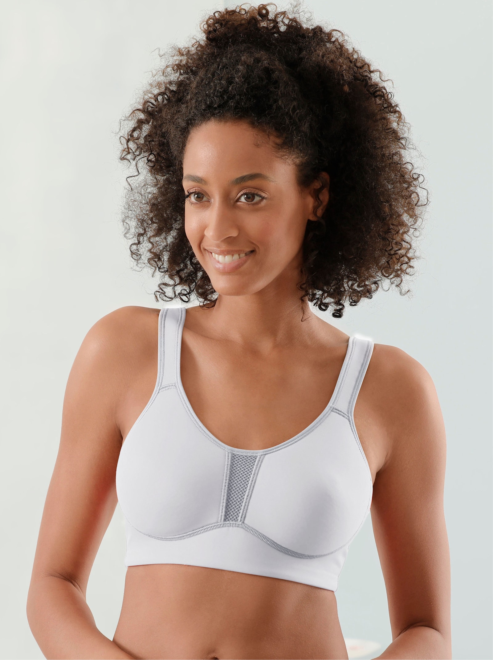 Viania Sport-BH ohne Bügel mit Frotteefutter - weiss