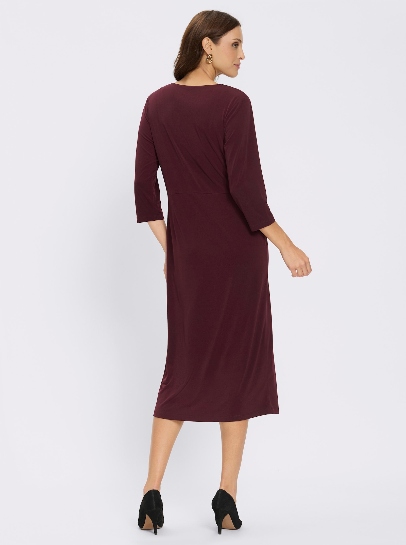 Jerseykleid mit Volants - burgund