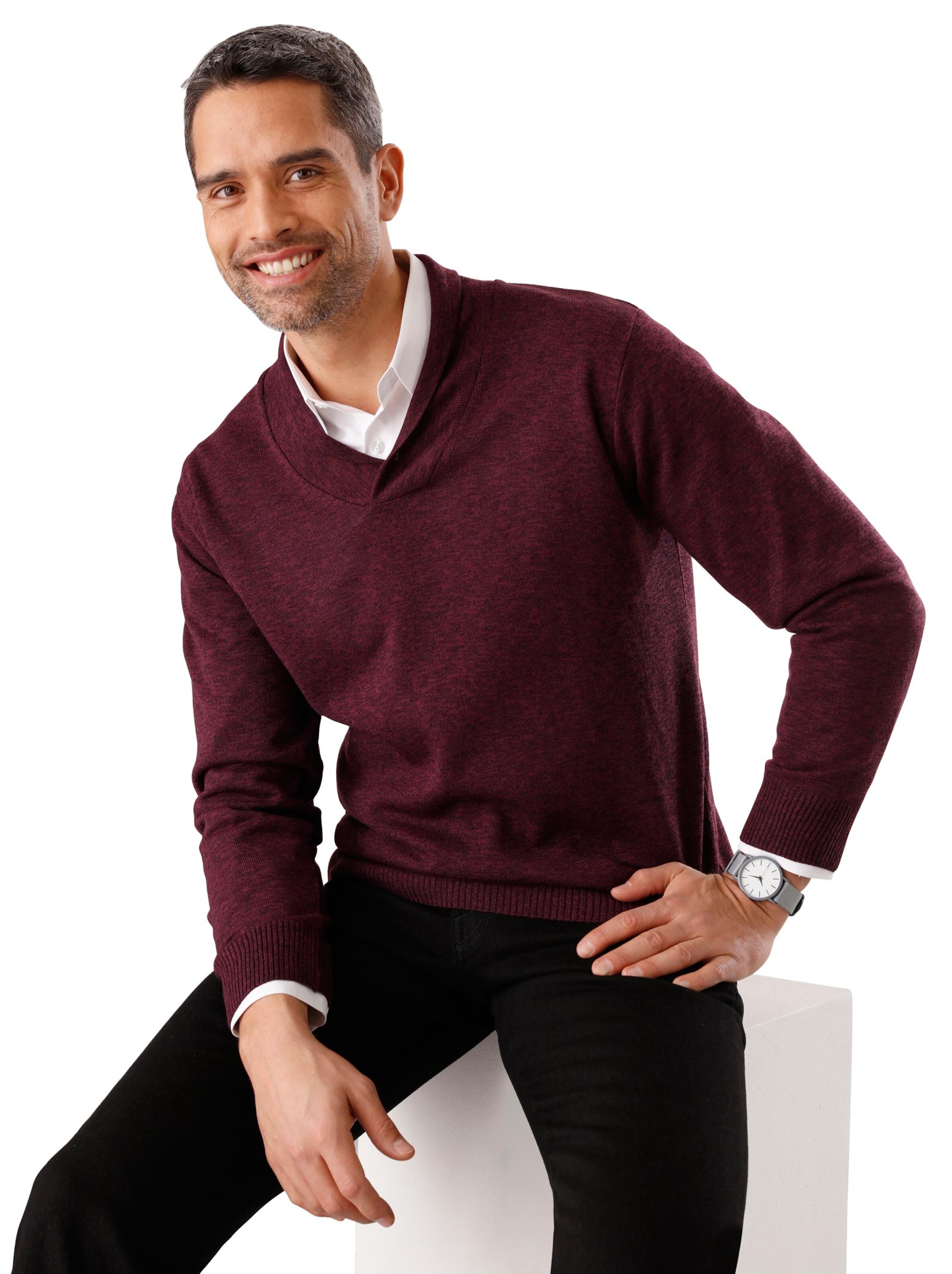 Pullover - bordeaux-meliert