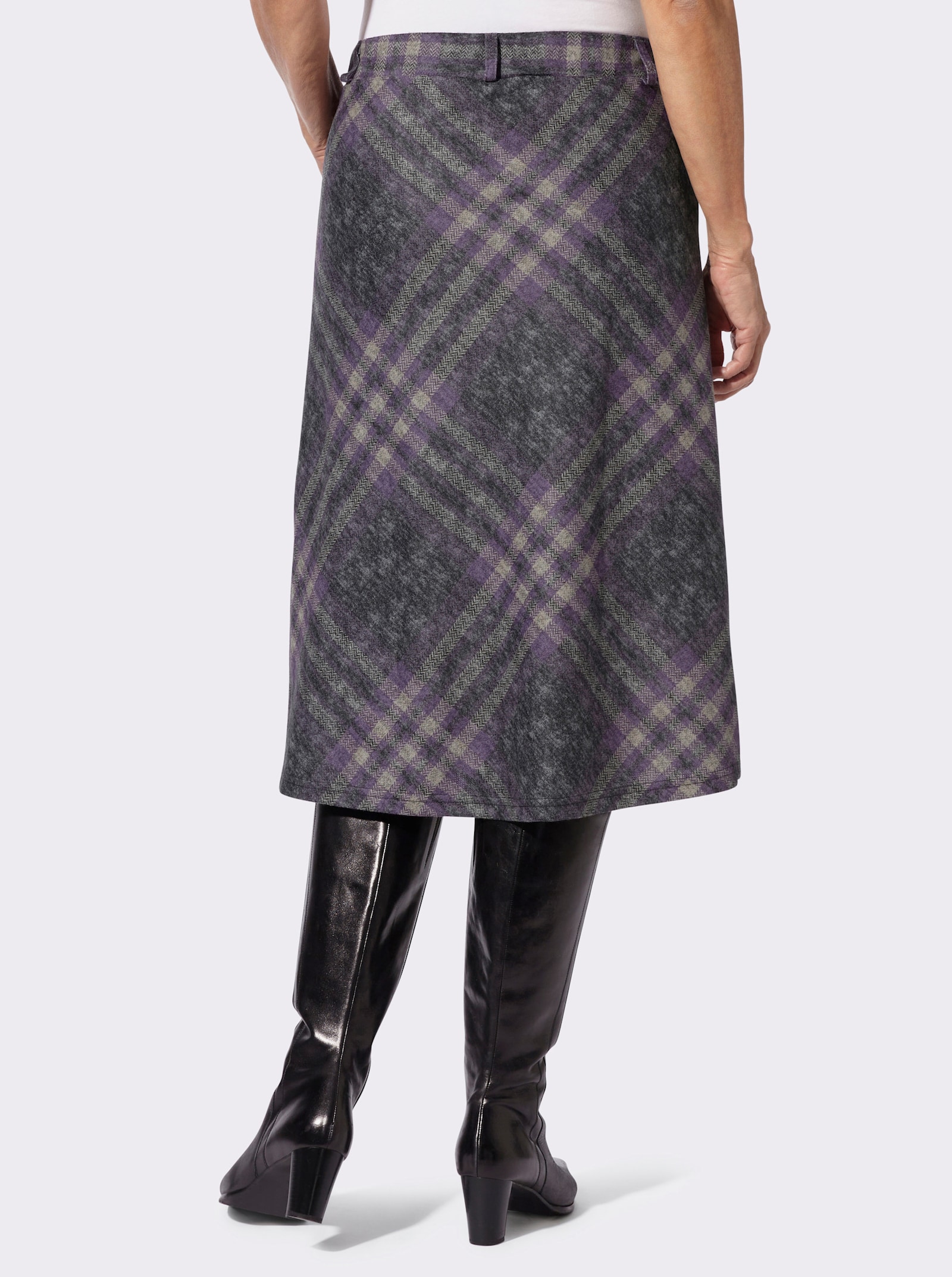 Karorock in Flanell-Optik - lila-schwarz-kariert