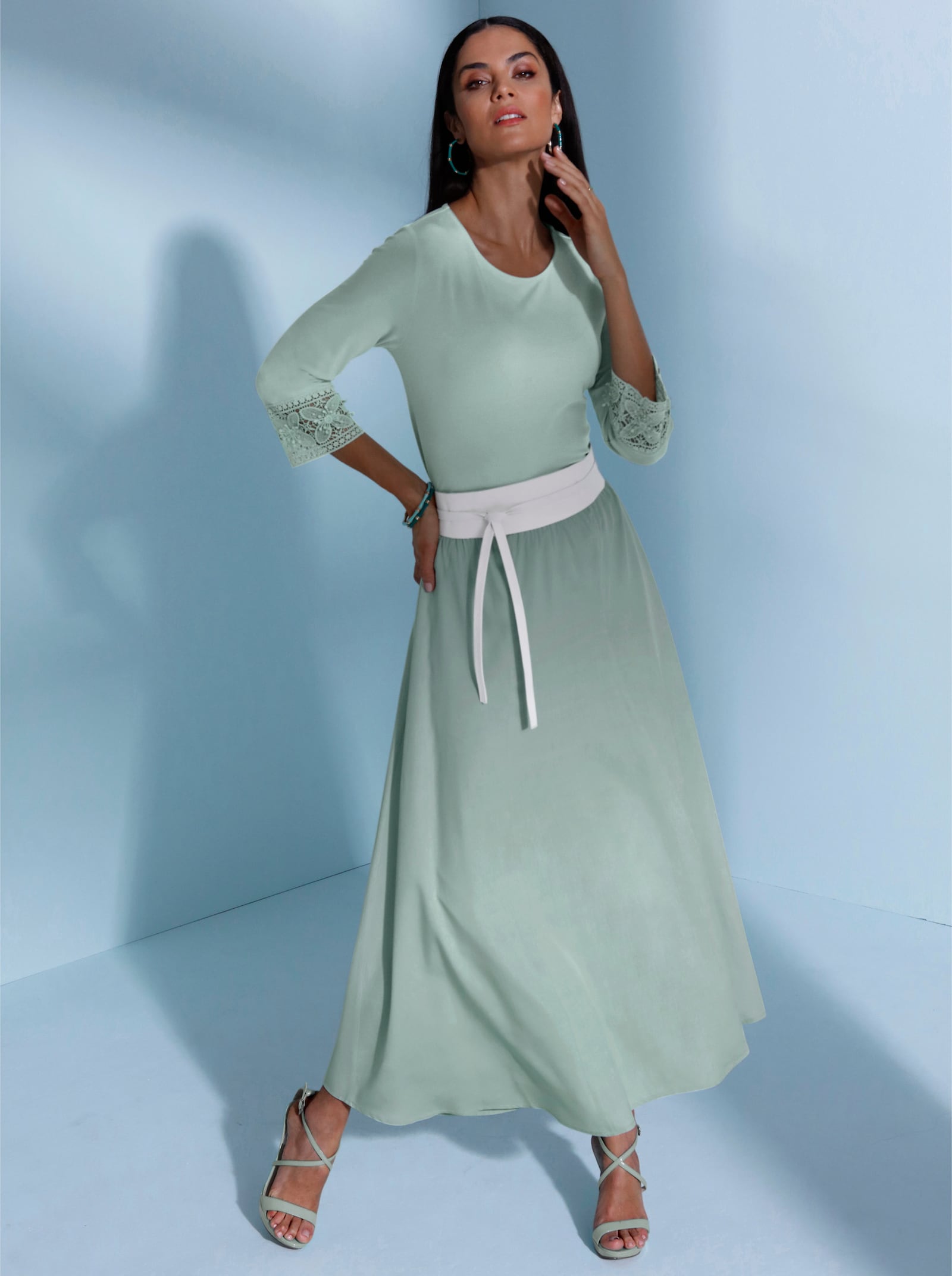 CREATION L PREMIUM 3/4-Arm-Shirt in glänzender Jersey-Qualität - kalkmint