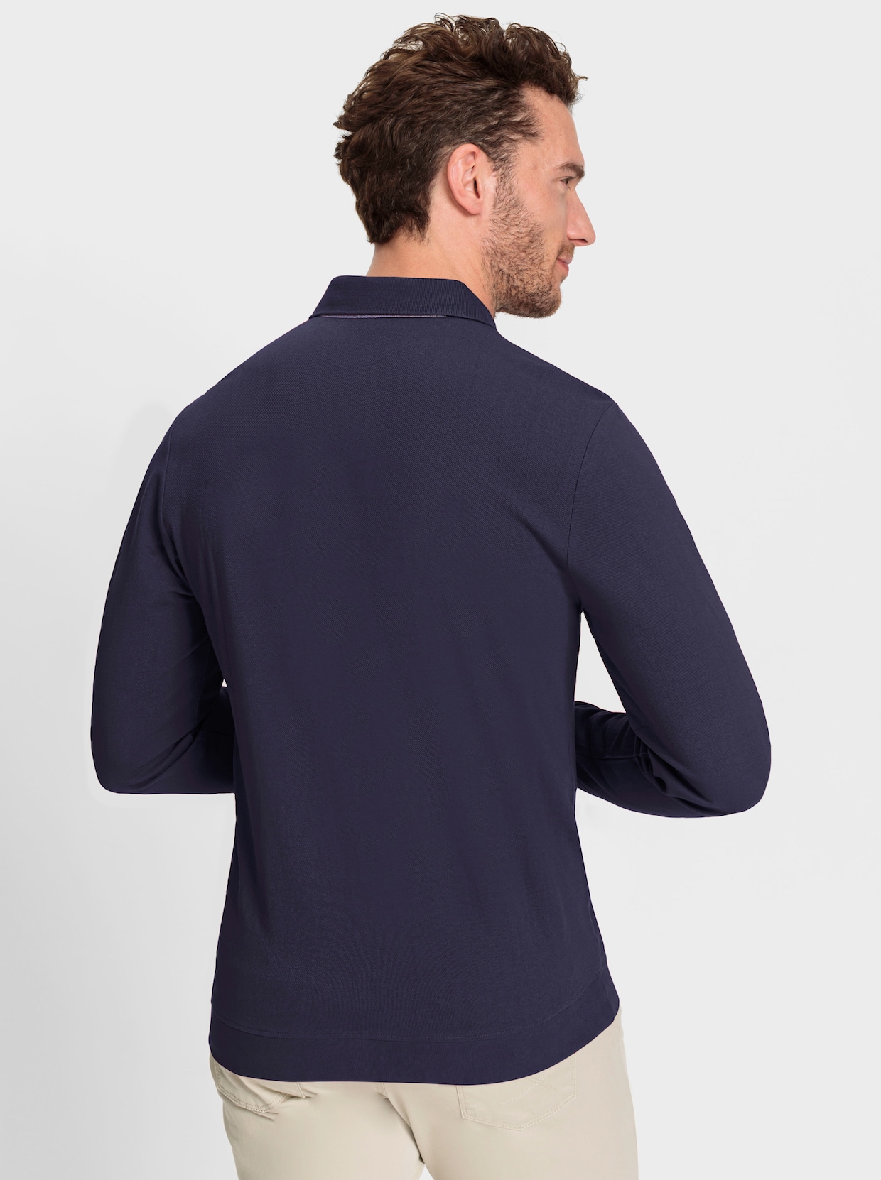 Marco Donati Poloshirt met lange mouwen - marine/donkerrood