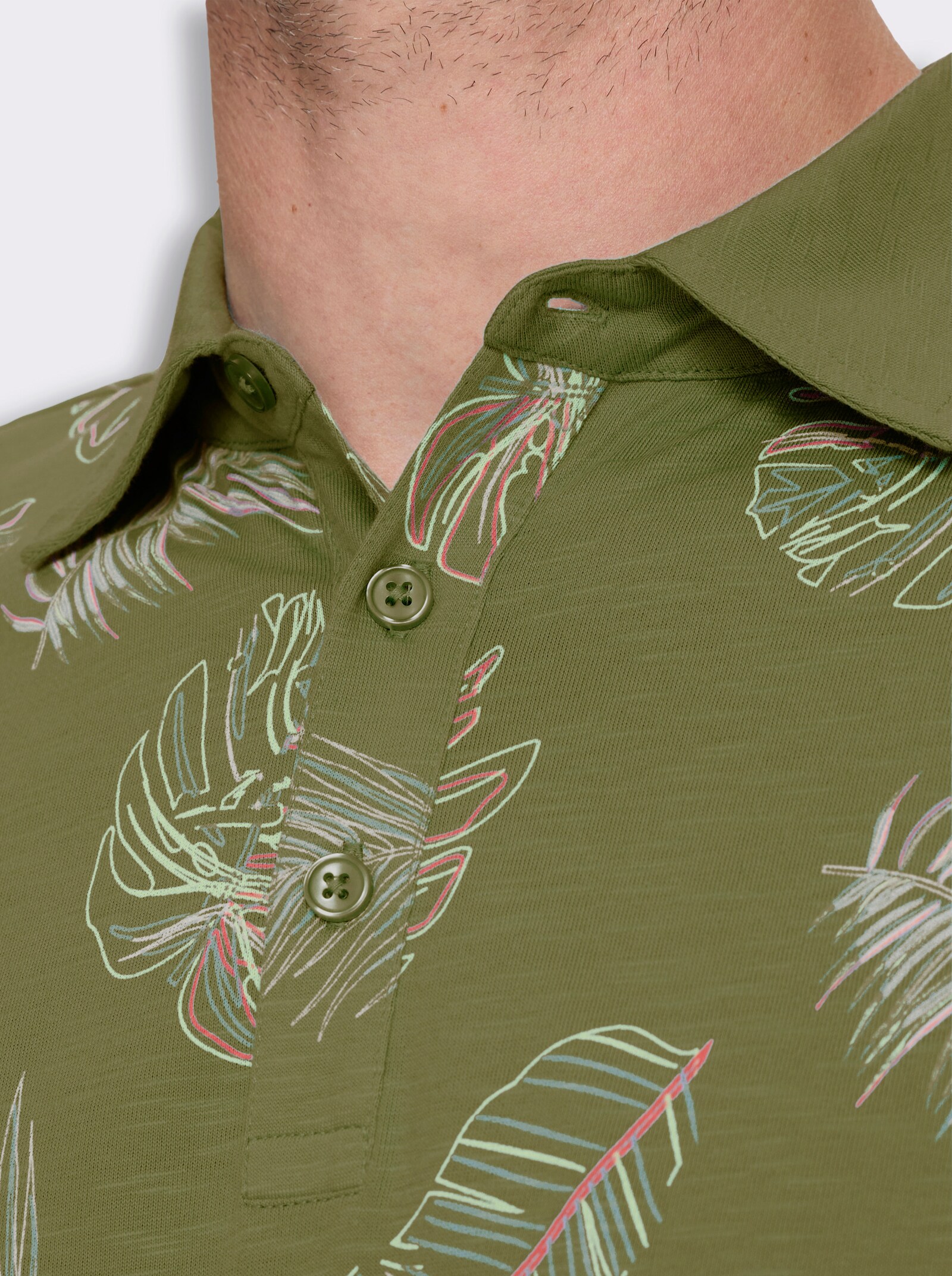 Marco Donati Langarmshirt aus Flammgarn - oliv-bedruckt