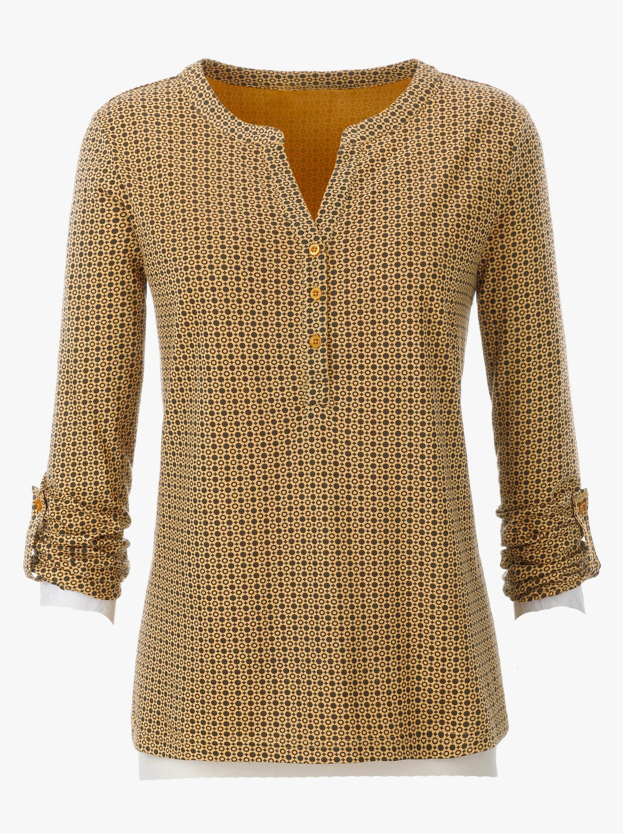 Print-Shirt - gelb-anthrazit