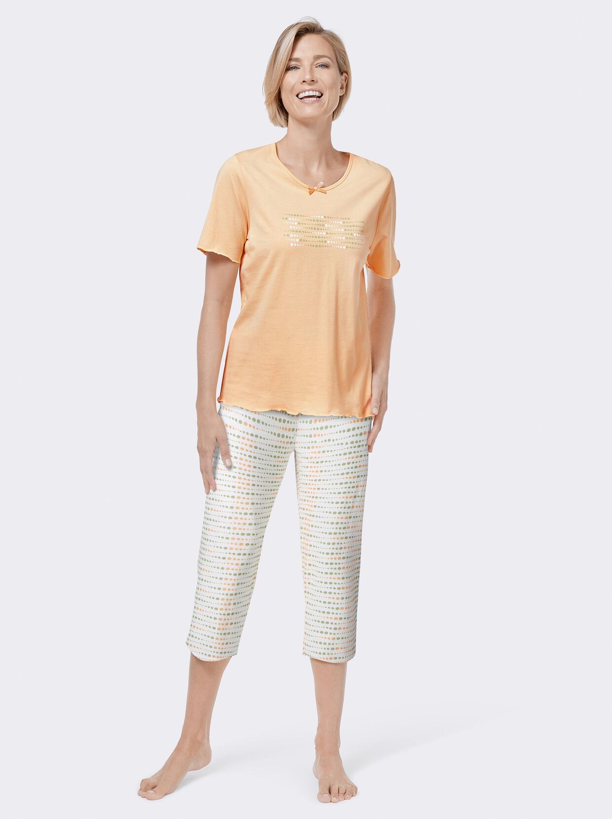 wäschepur Capri-Anzüge - apricot + apricot-bedruckt