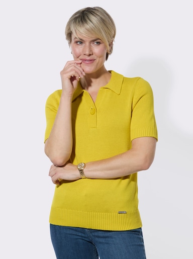 Polopullover mit Rippabschlüssen - limone