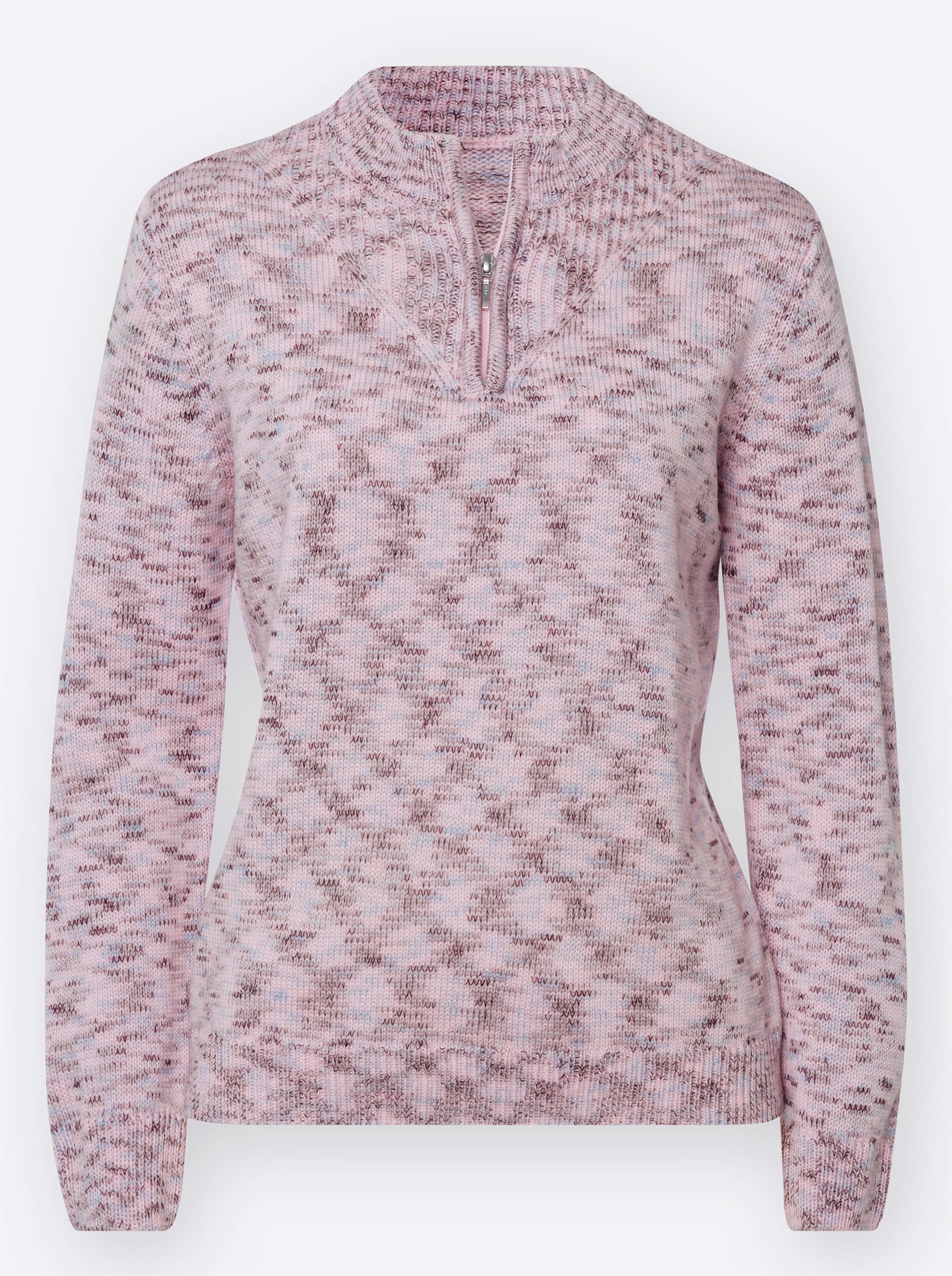 Sheego Damen Hellrosé-Meliert Stehkragenpullover - Bild 2