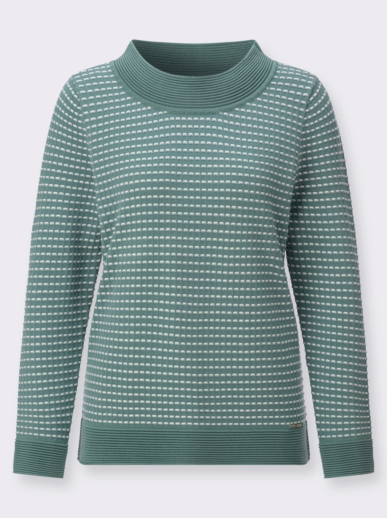 Rundhalspullover in pflegeleichter Qualität - jade-ecru-gemustert