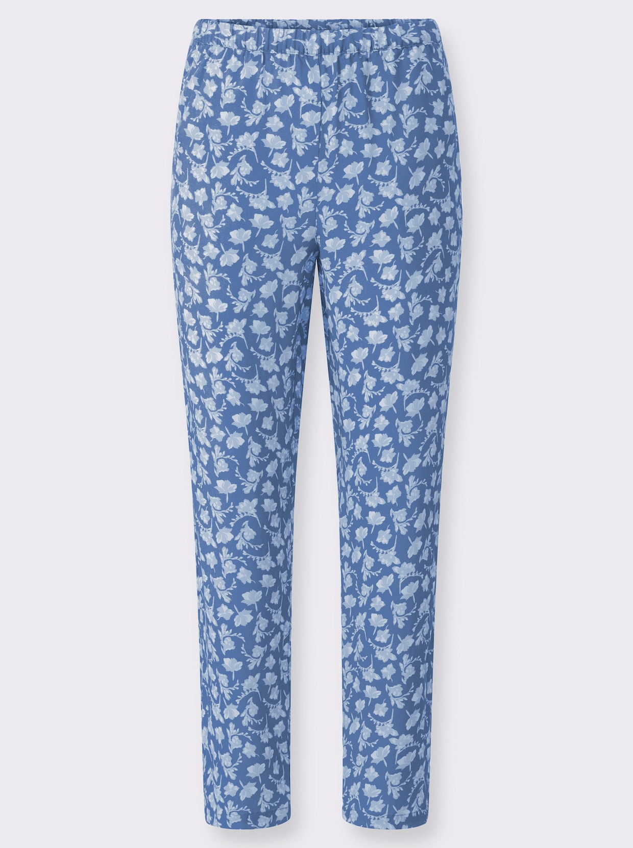 Schlupfhose - jeansblau-weiß-bedruckt