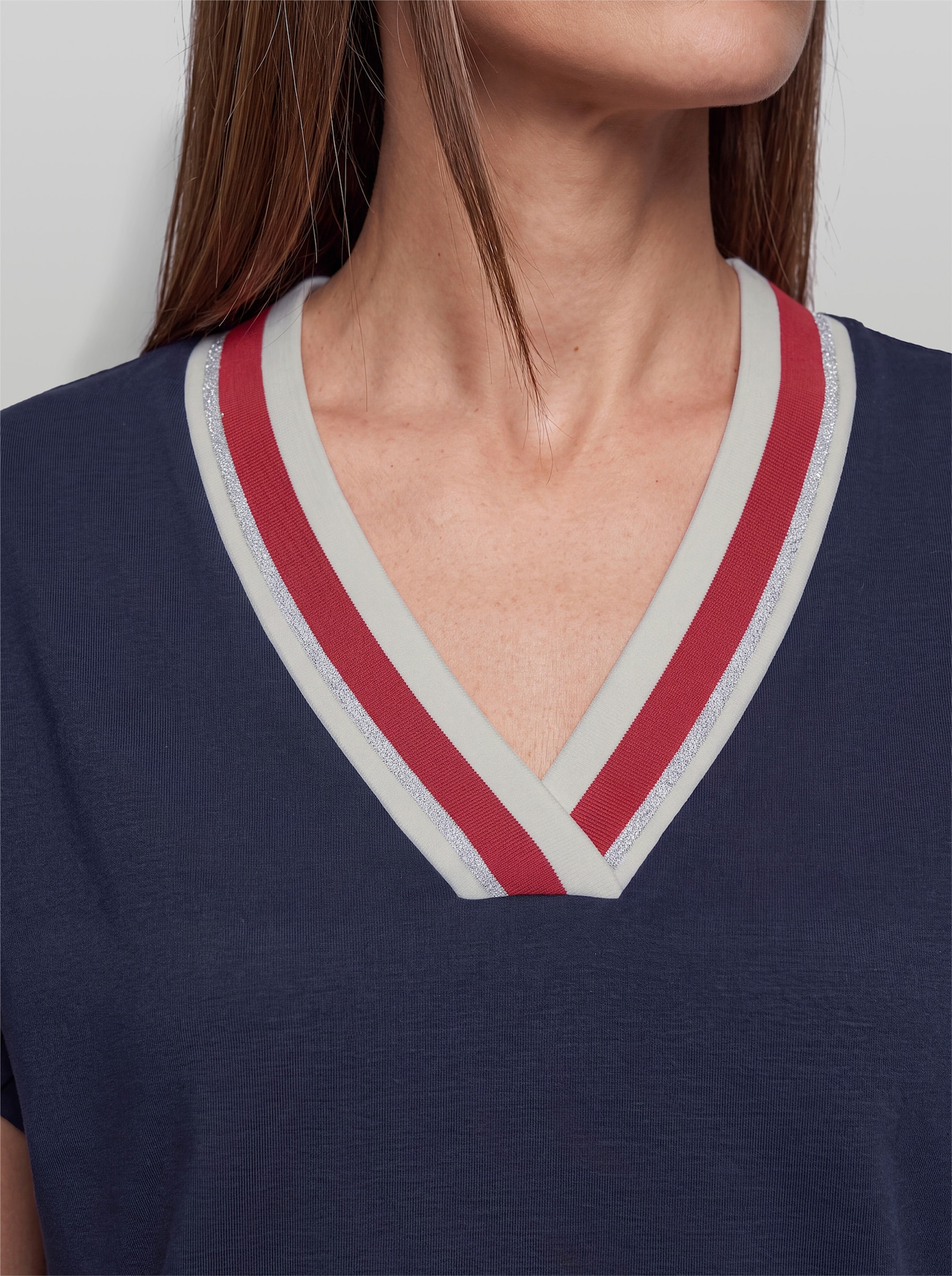 heine Sweatshirt mit Glitzer-Streifen - marine-rot