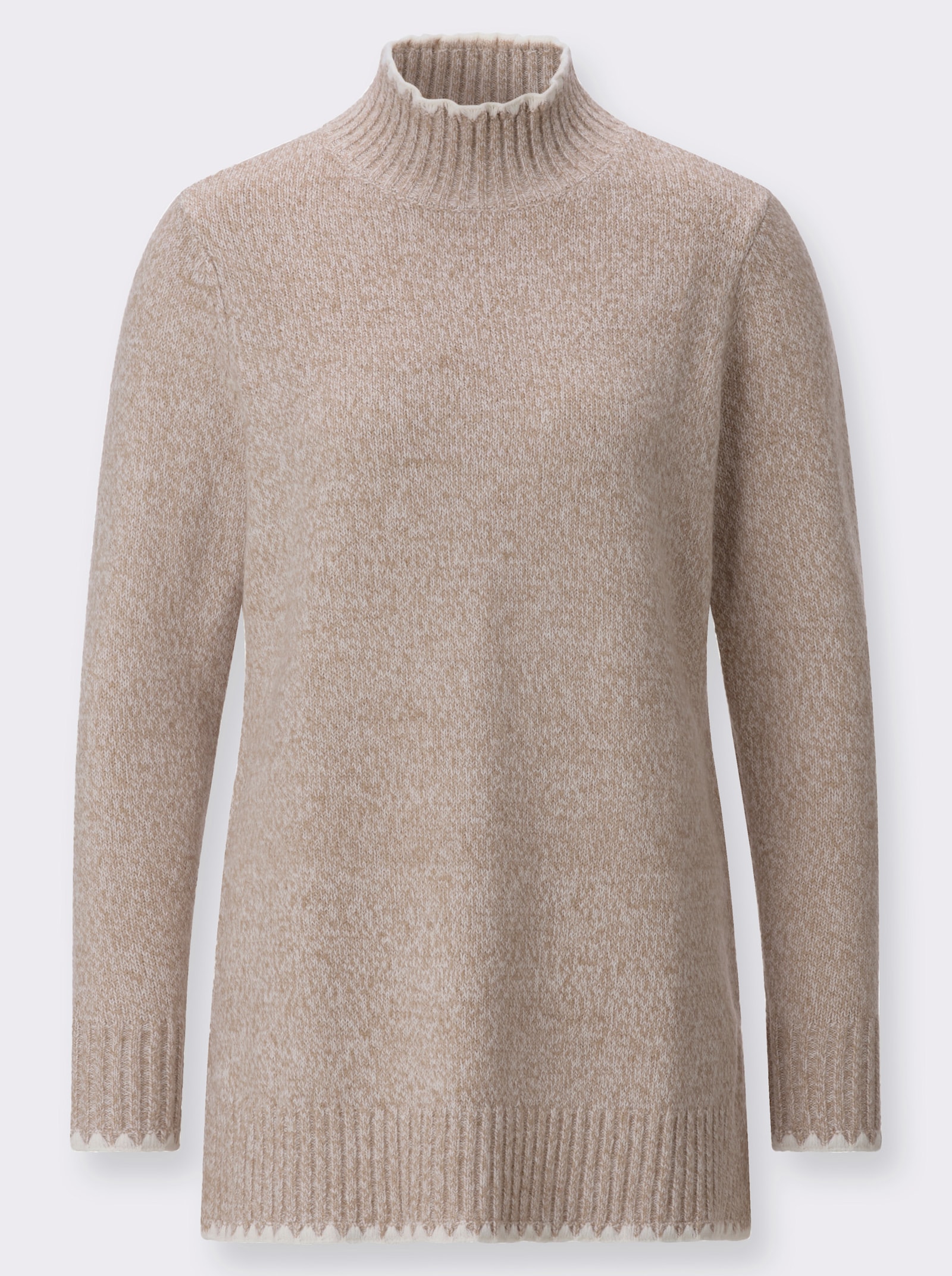  Longpullover mit Seitenschlitzen - sesam-meliert