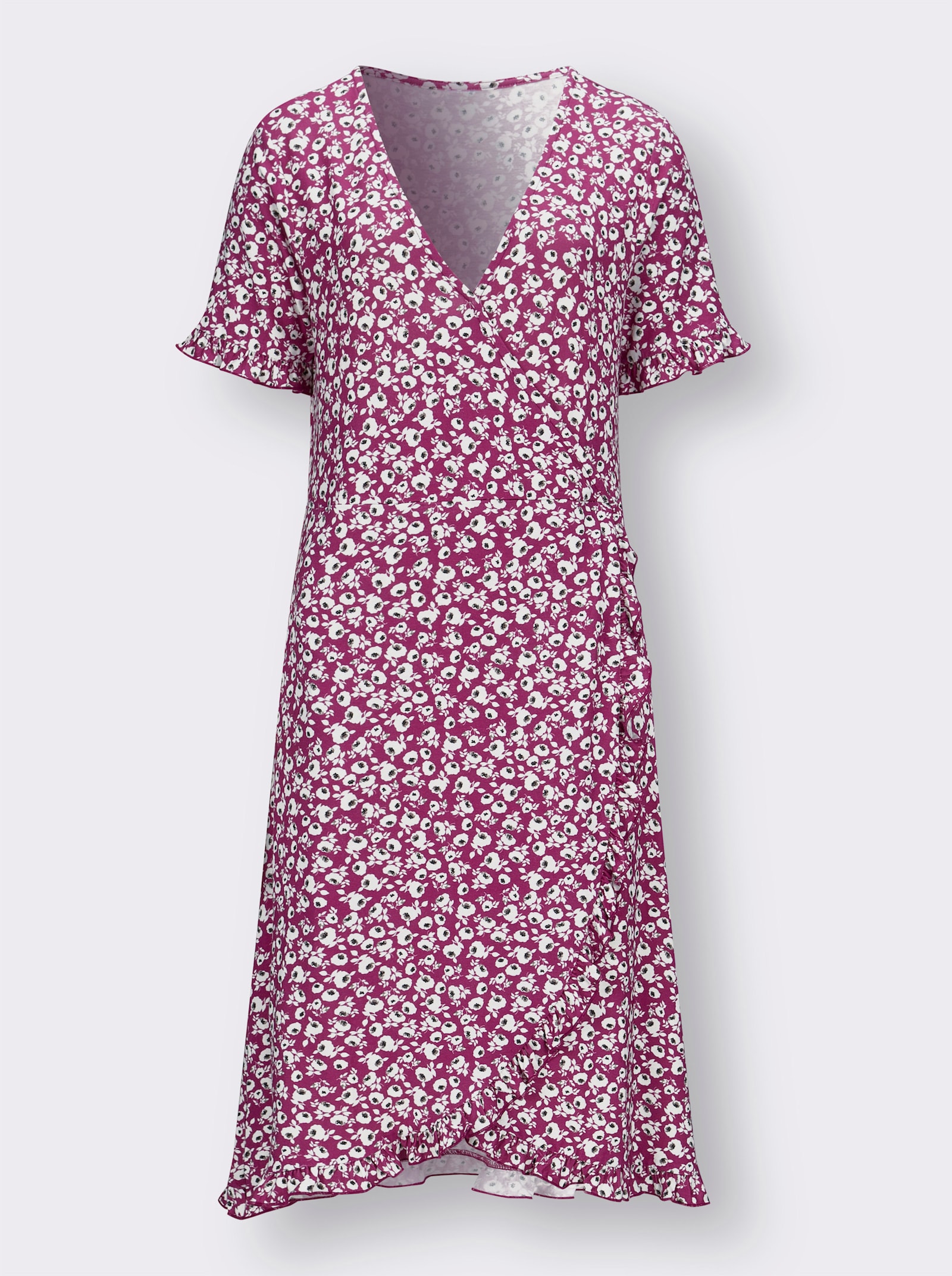 Robe en jersey, effet cache-cœur - bruyère imprimé