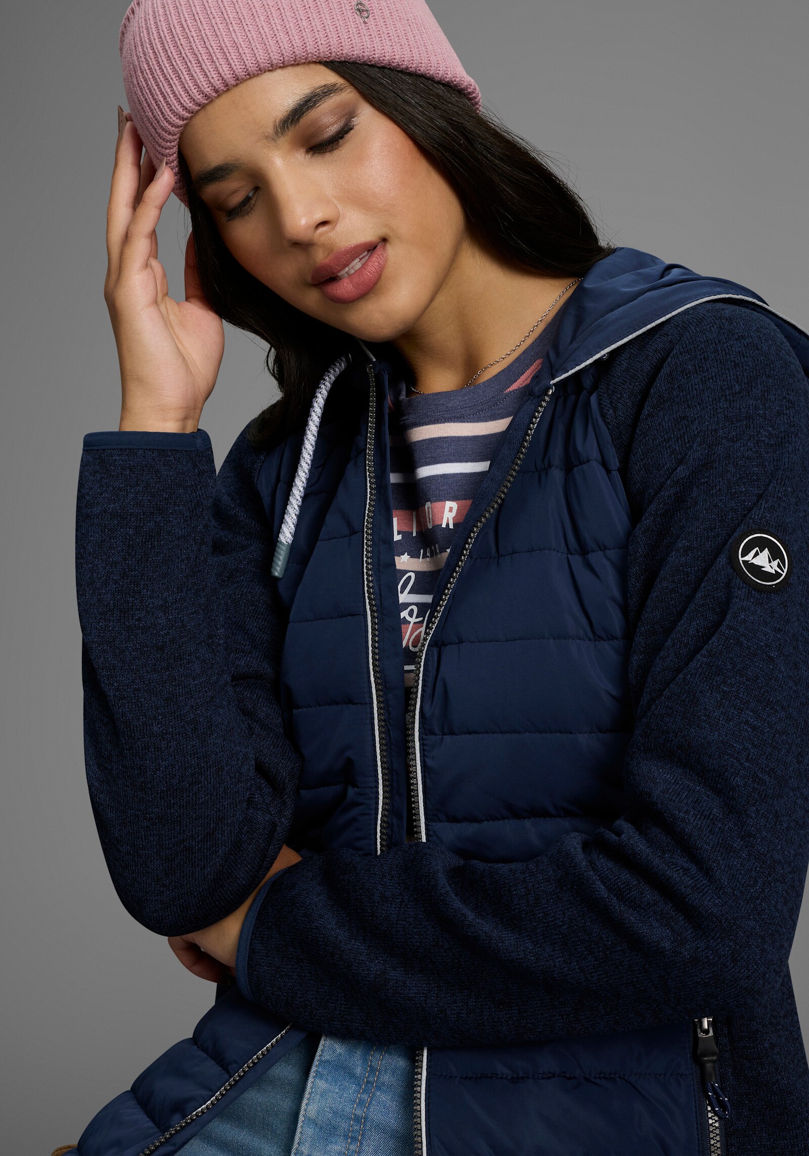 Polarino Strickfleecejacke - navy mélange