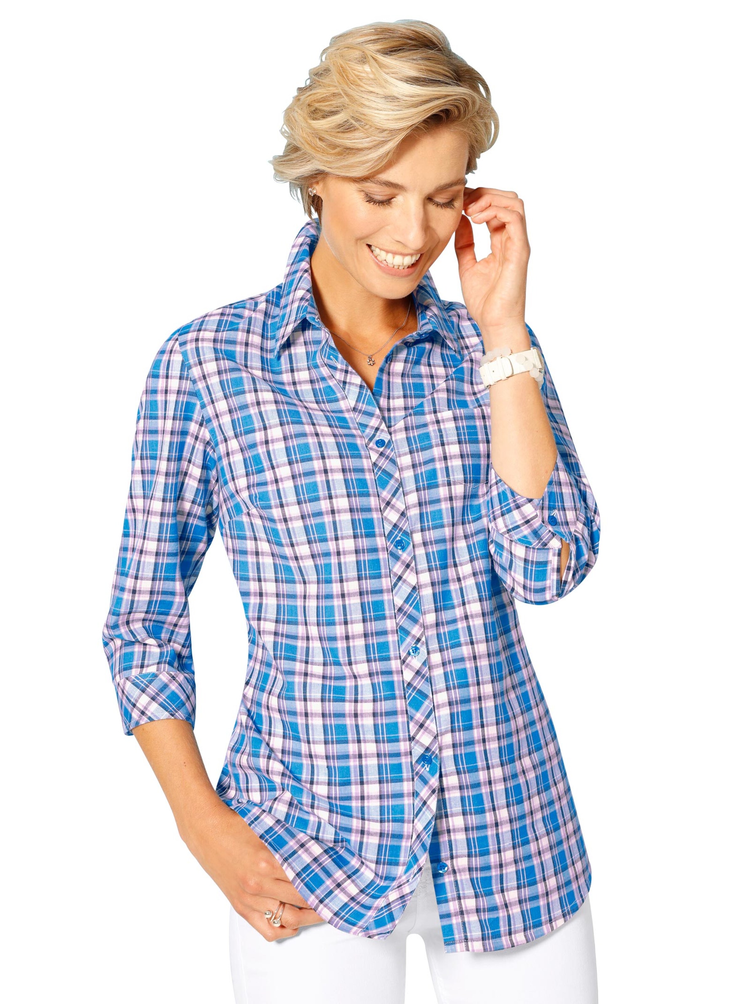 Bluse - blau-kariert