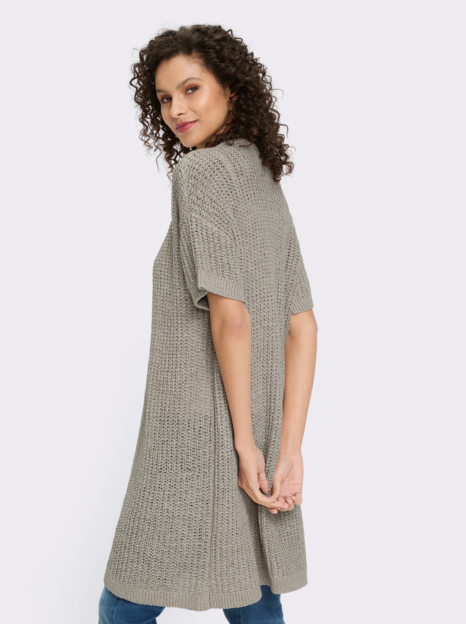 heine Cardigan aus Bändchengarn - hellgrau