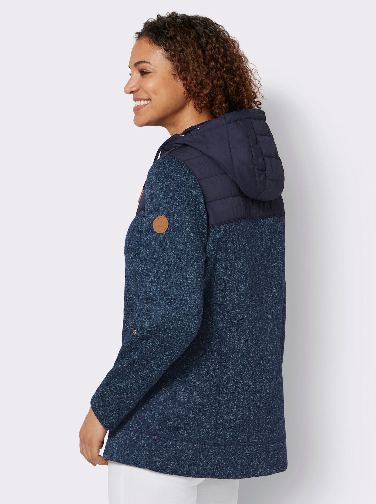 Fleece-Jacke - türkis-marine-meliert