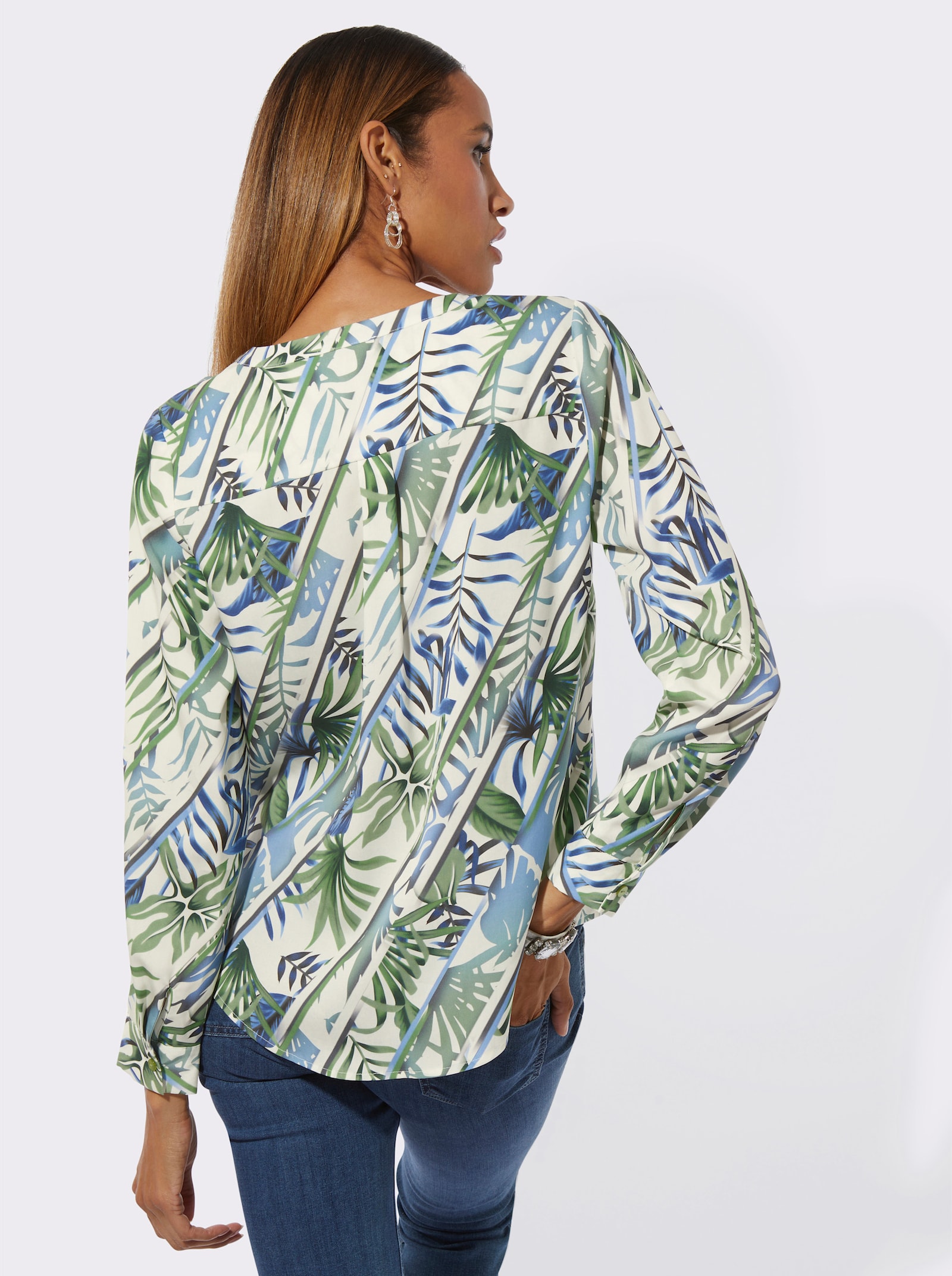 Chemisier en lyocell (TENCEL) - couleur ivoire-pomme imprimé